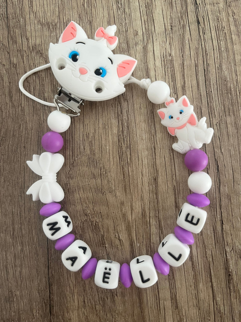 Attache tétine Disney Marie Aristochats personnalisée KidCreationArtisanat