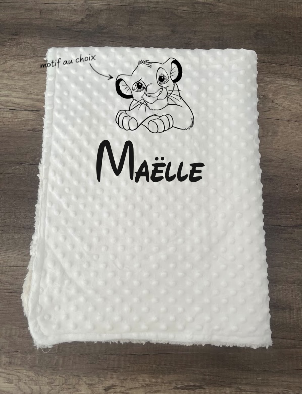 Couverture naissance minky bébé blanche personnalisée avec logo