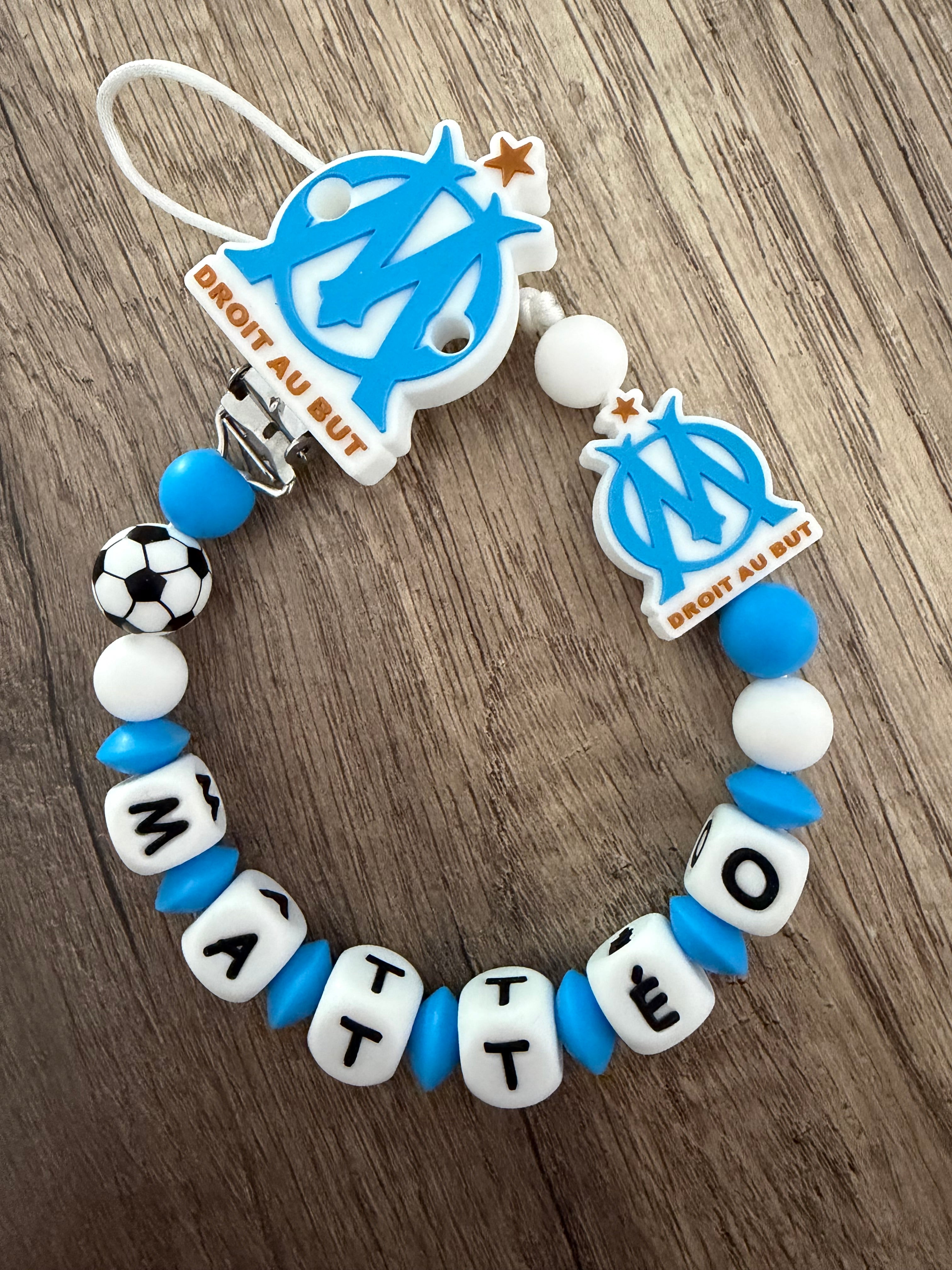 Attache tétine OM Olympique de Marseille personnalisée