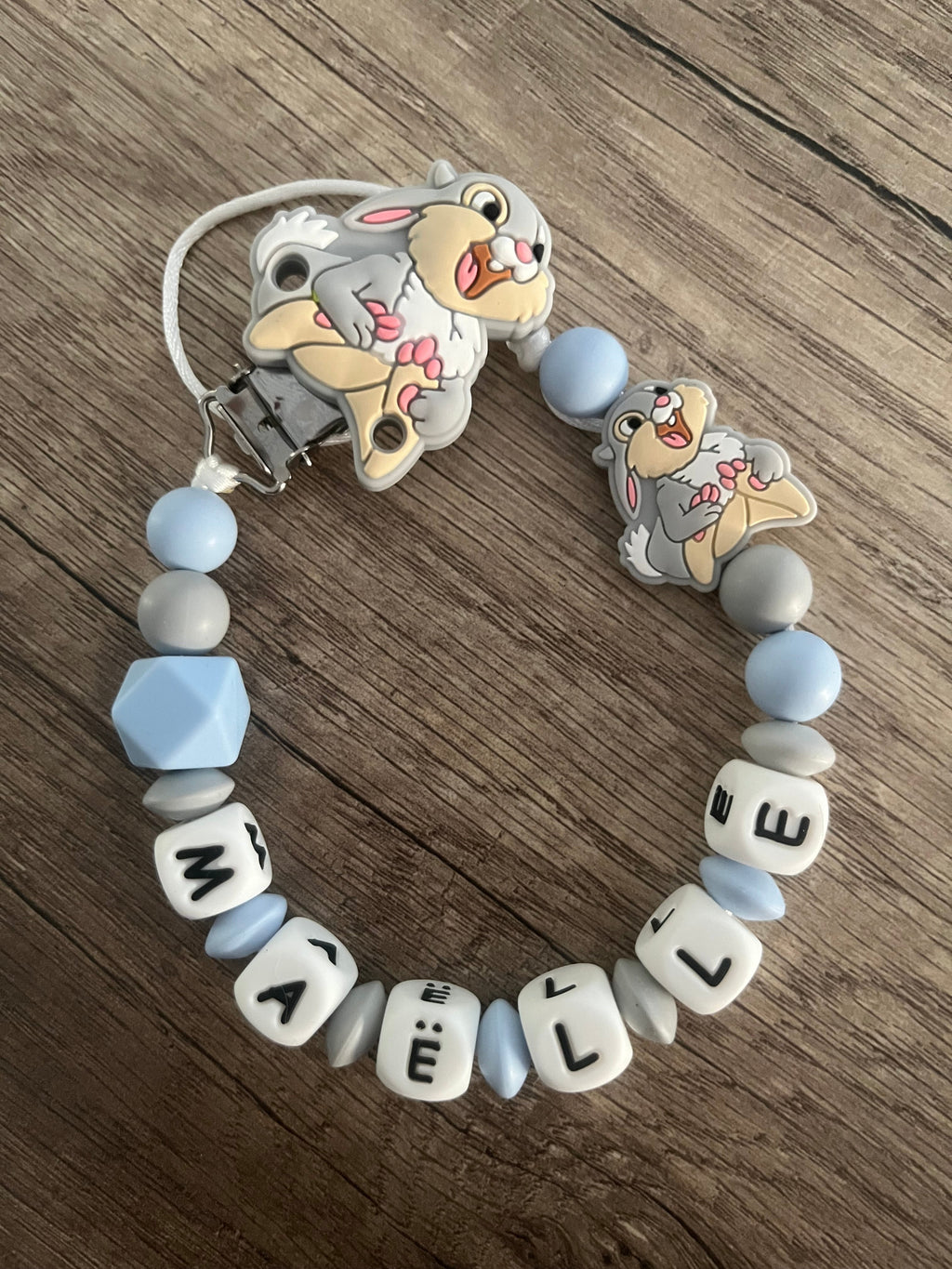 Attache tétine Disney Lapin Pan Pan personnalisée KidCreationArtisanat