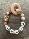 Anneau de dentition - Hochet personnalisé Biche Cerf Chevreuil KidCreationArtisanat