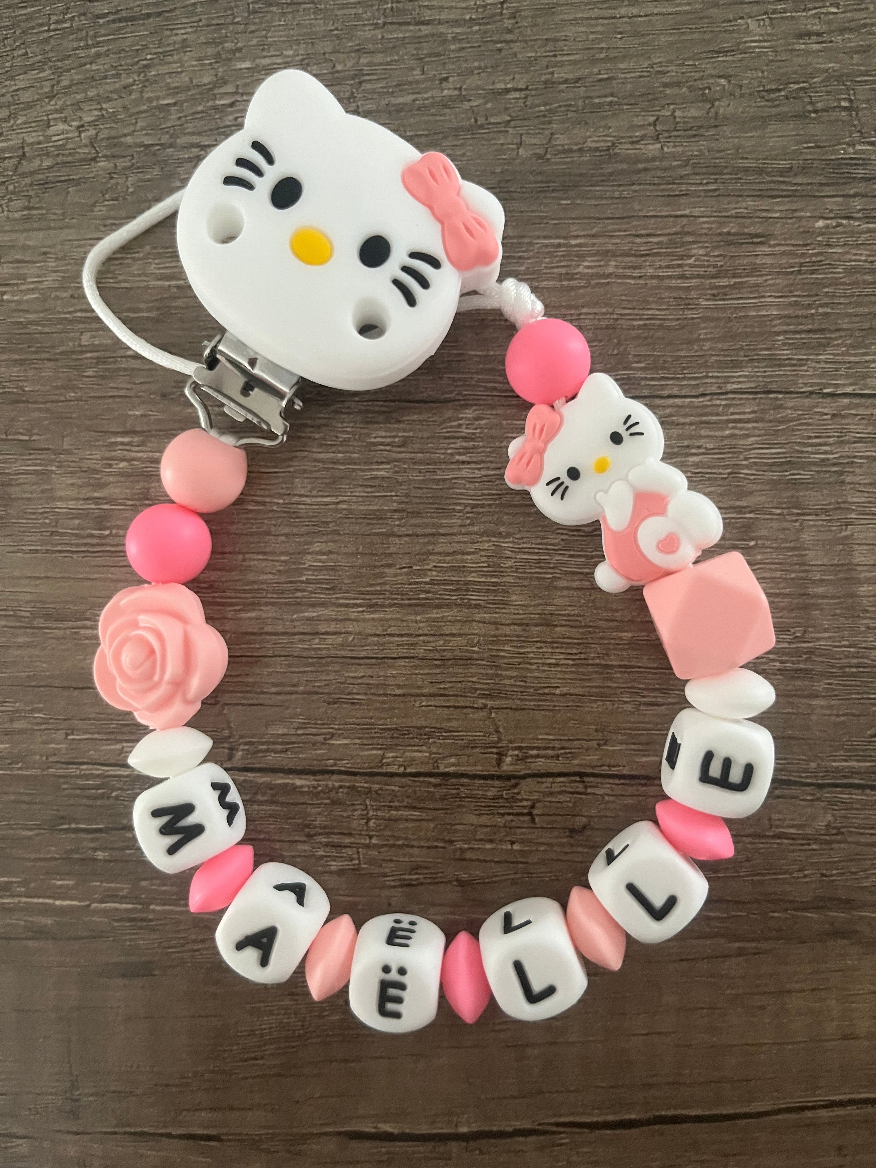 Attache tétine Hello Kitty personnalisée