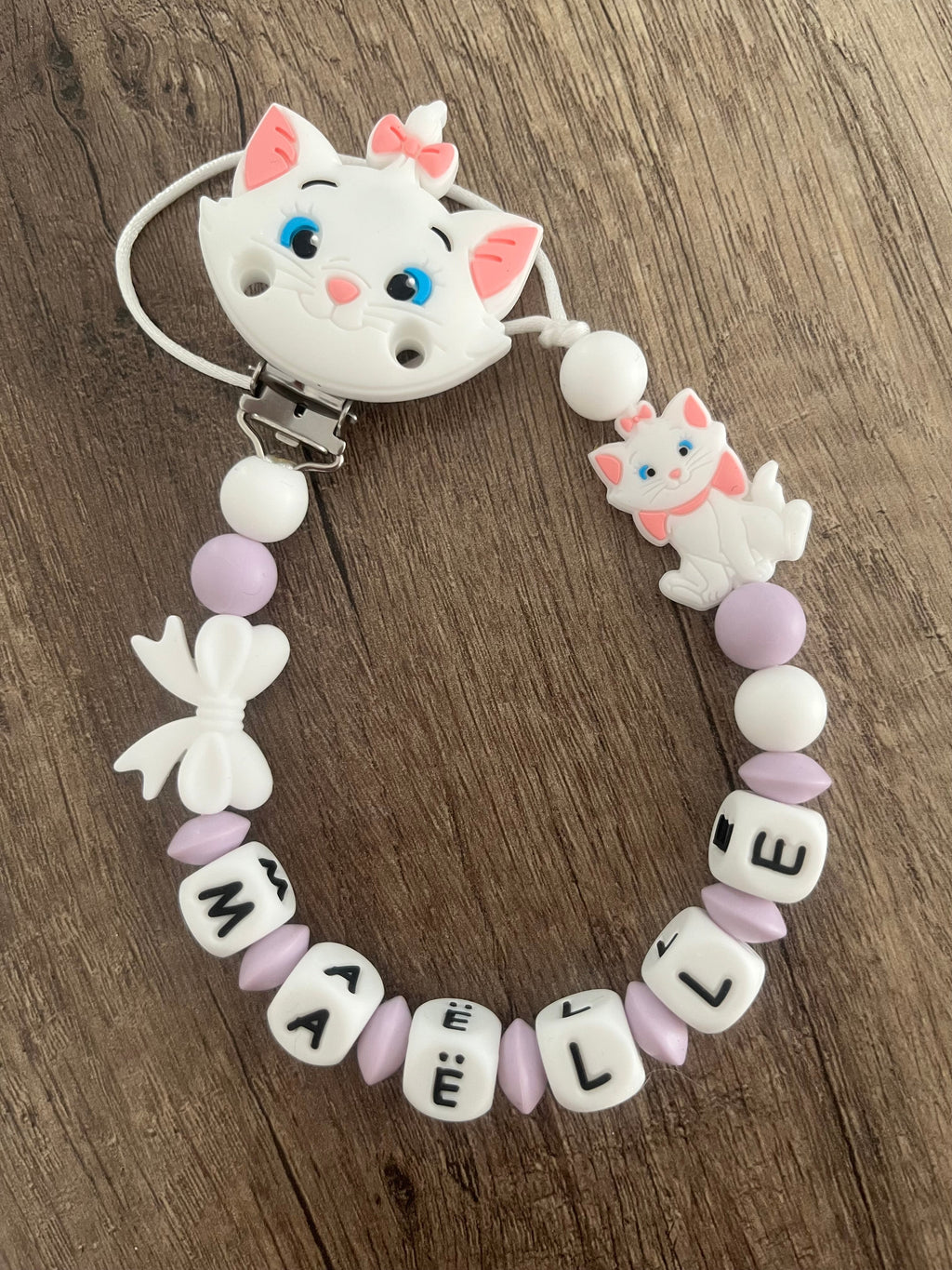 Attache tétine Disney Marie Aristochats personnalisée KidCreationArtisanat
