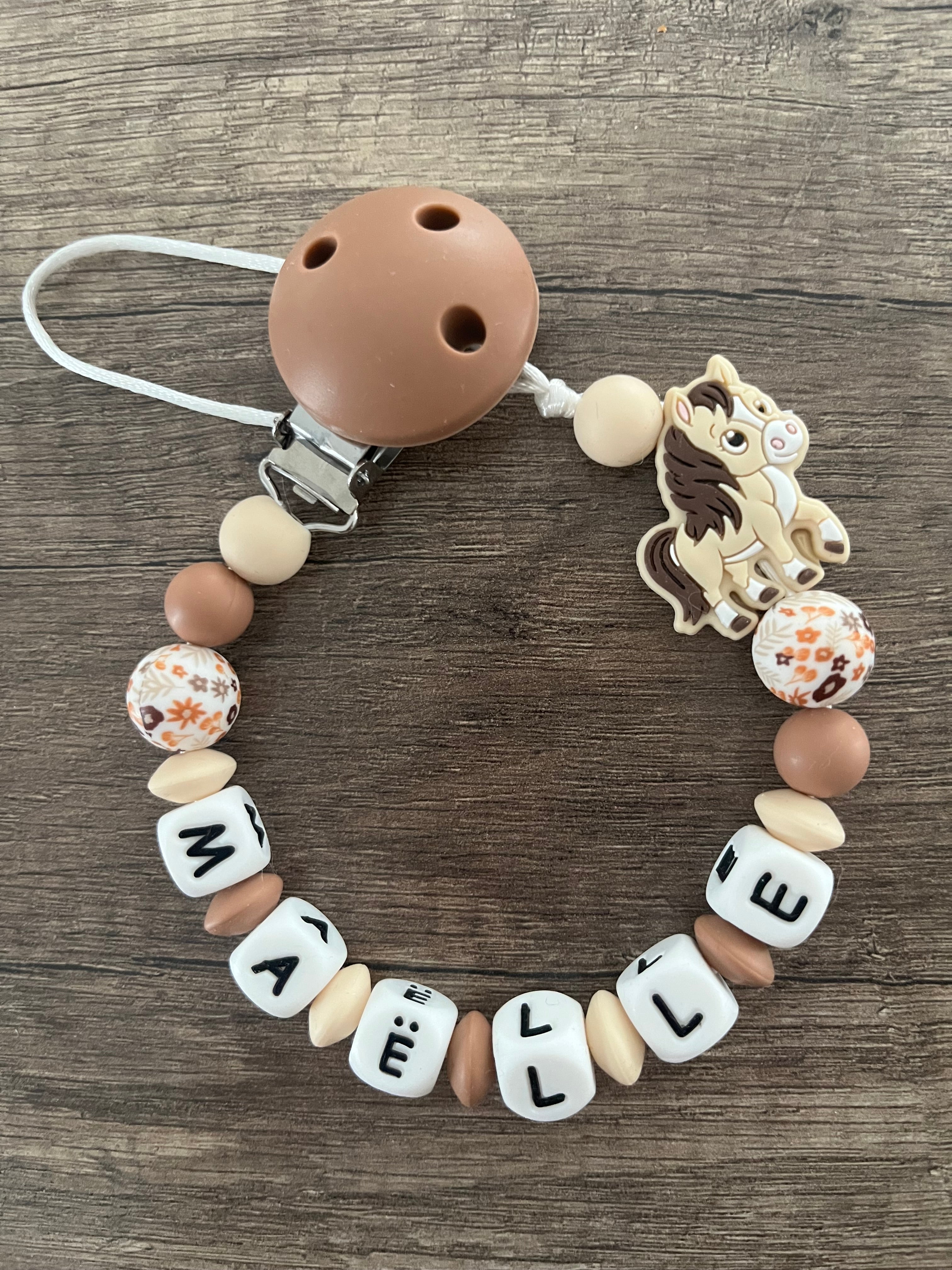 Attache tétine personnalisée Cheval Poney