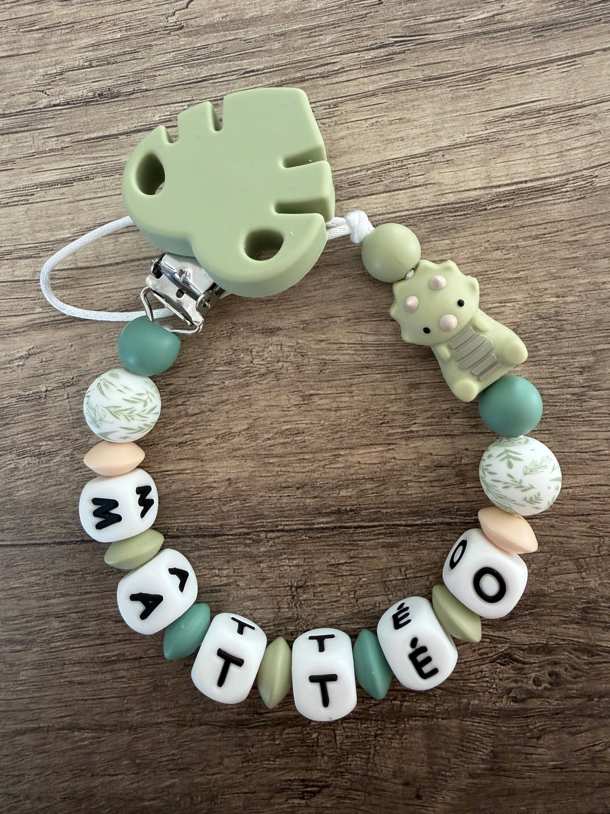 Attache tétine Dinosaure personnalisée