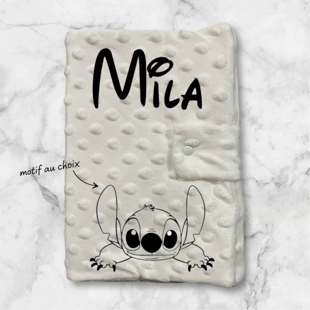 Protège carnet de santé bébé blanc personnalisé avec motif