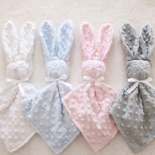 Doudou Lapin Blanc minky coton personnalisé