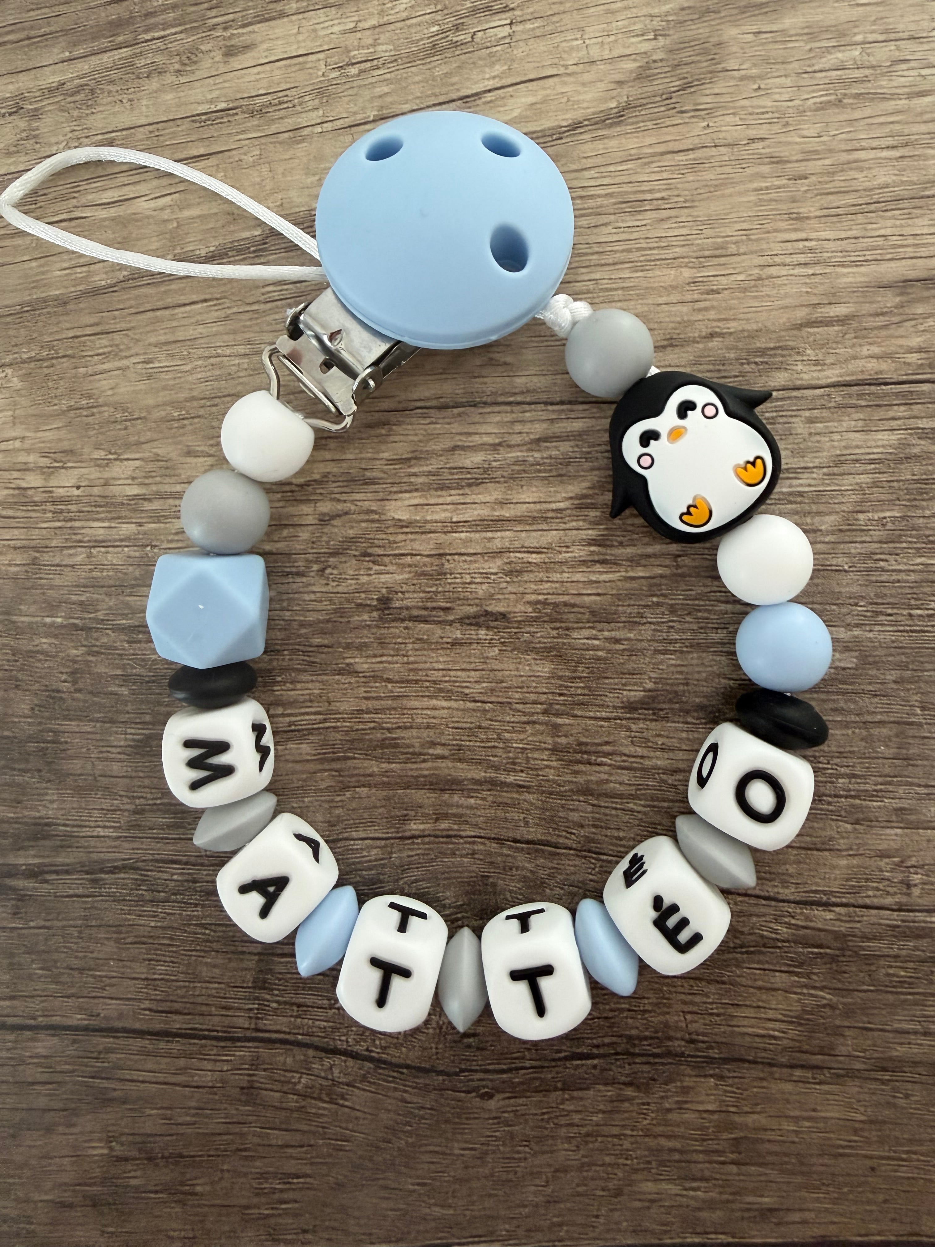 Attache tétine Pingouin personnalisée