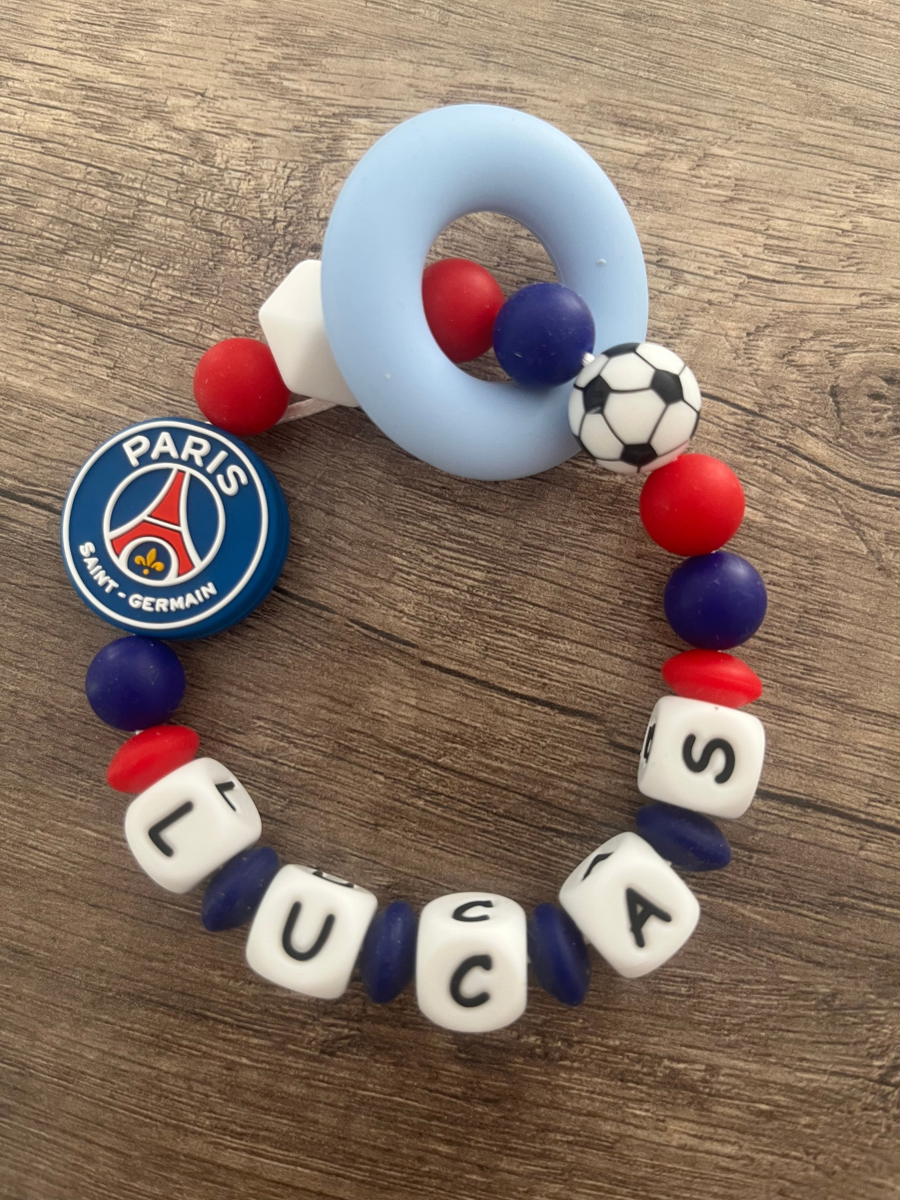 Anneau de dentition - Hochet personnalisé Football PSG KidCreationArtisanat