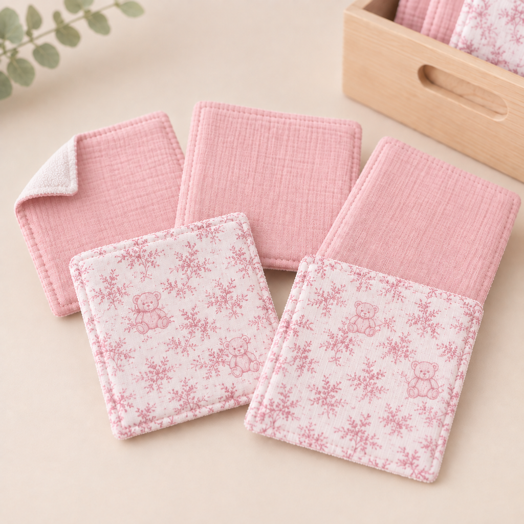 Lot cotons lavables bébé en gaze de coton – Lot de 5