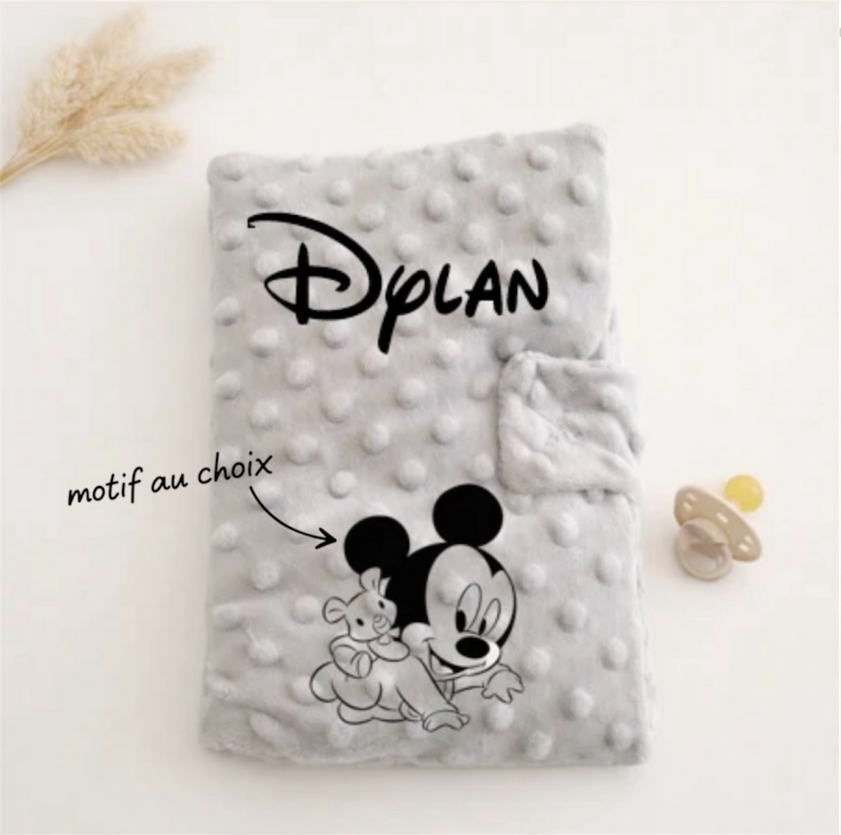 Protège carnet de santé bébé gris personnalisé avec motif