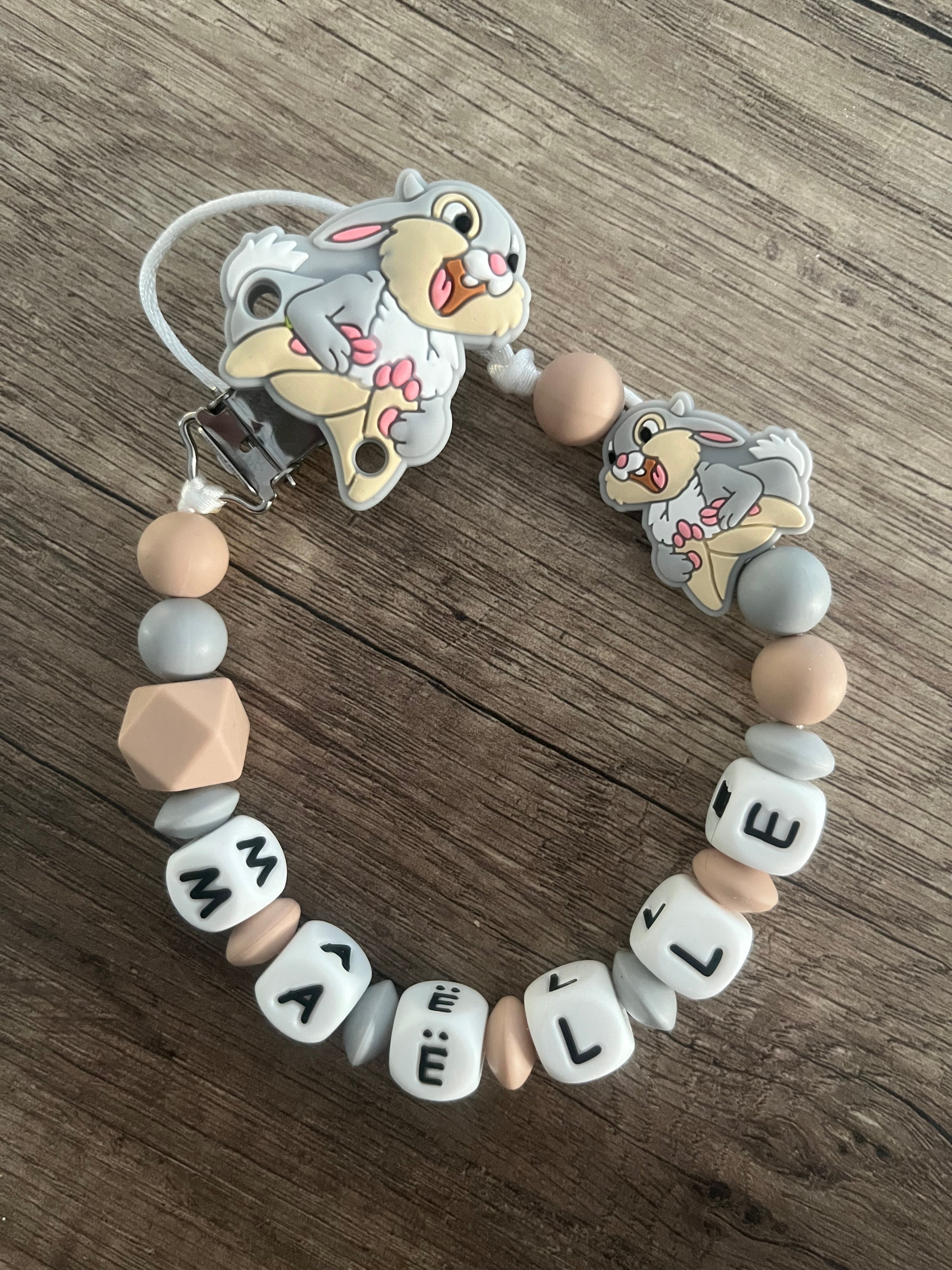 Attache tétine Disney Lapin Pan Pan personnalisée KidCreationArtisanat