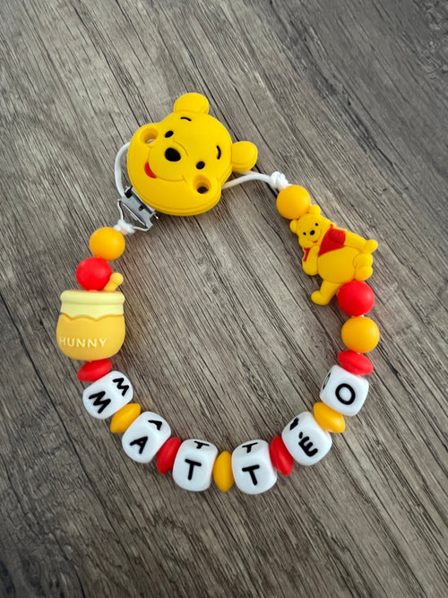 Attache tétine Disney Winnie l'Ourson personnalisée KidCreationArtisanat