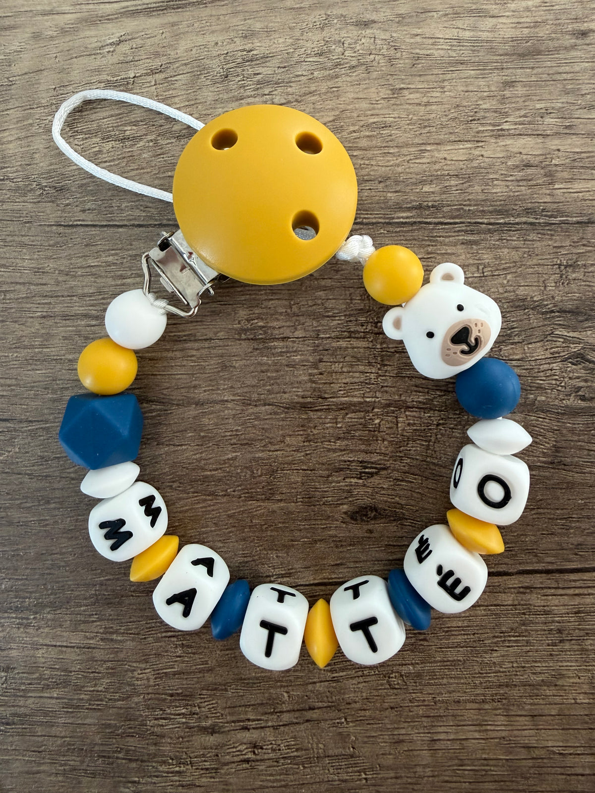 Attache tétine Ours blanc 3D personnalisée