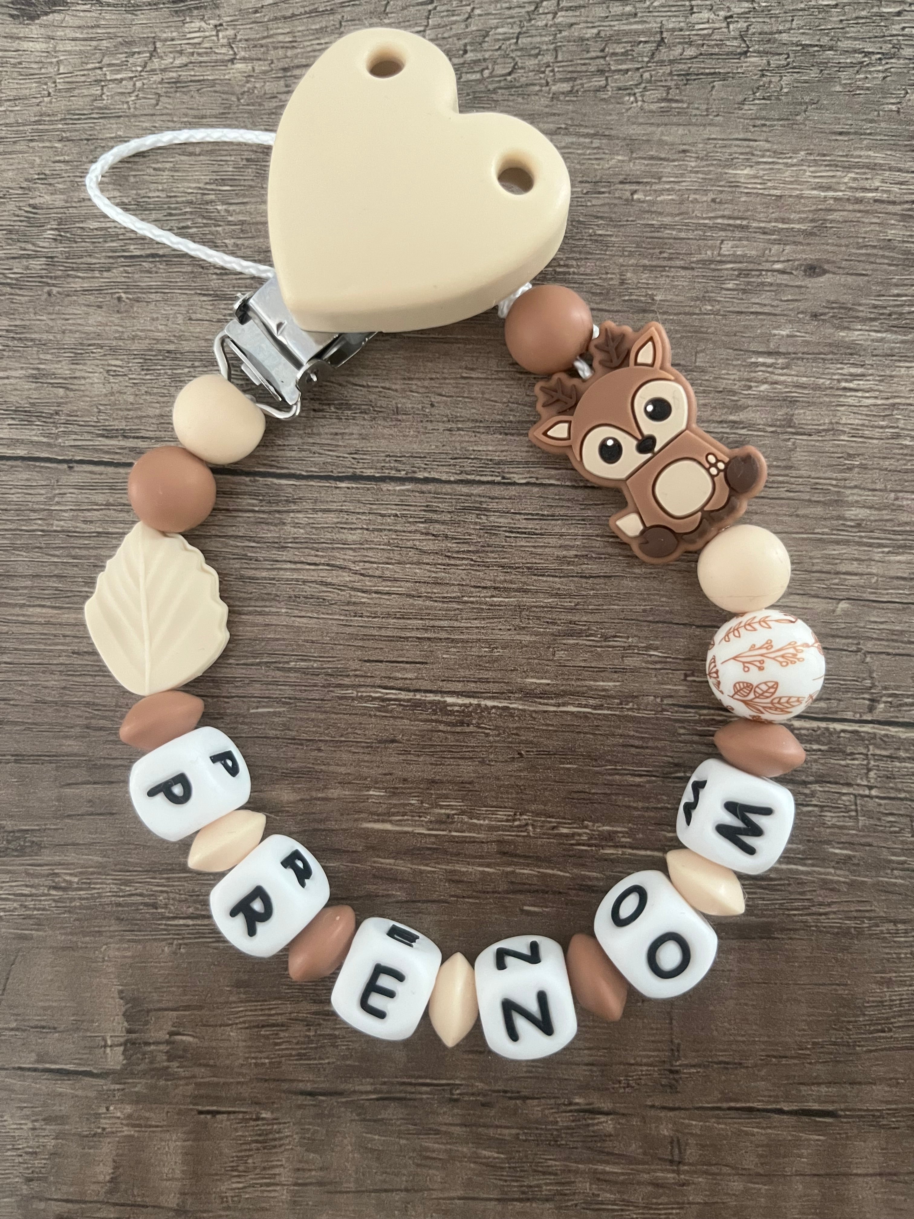 Attache tétine Biche Chevreuil Bohème personnalisée KidCreationArtisanat
