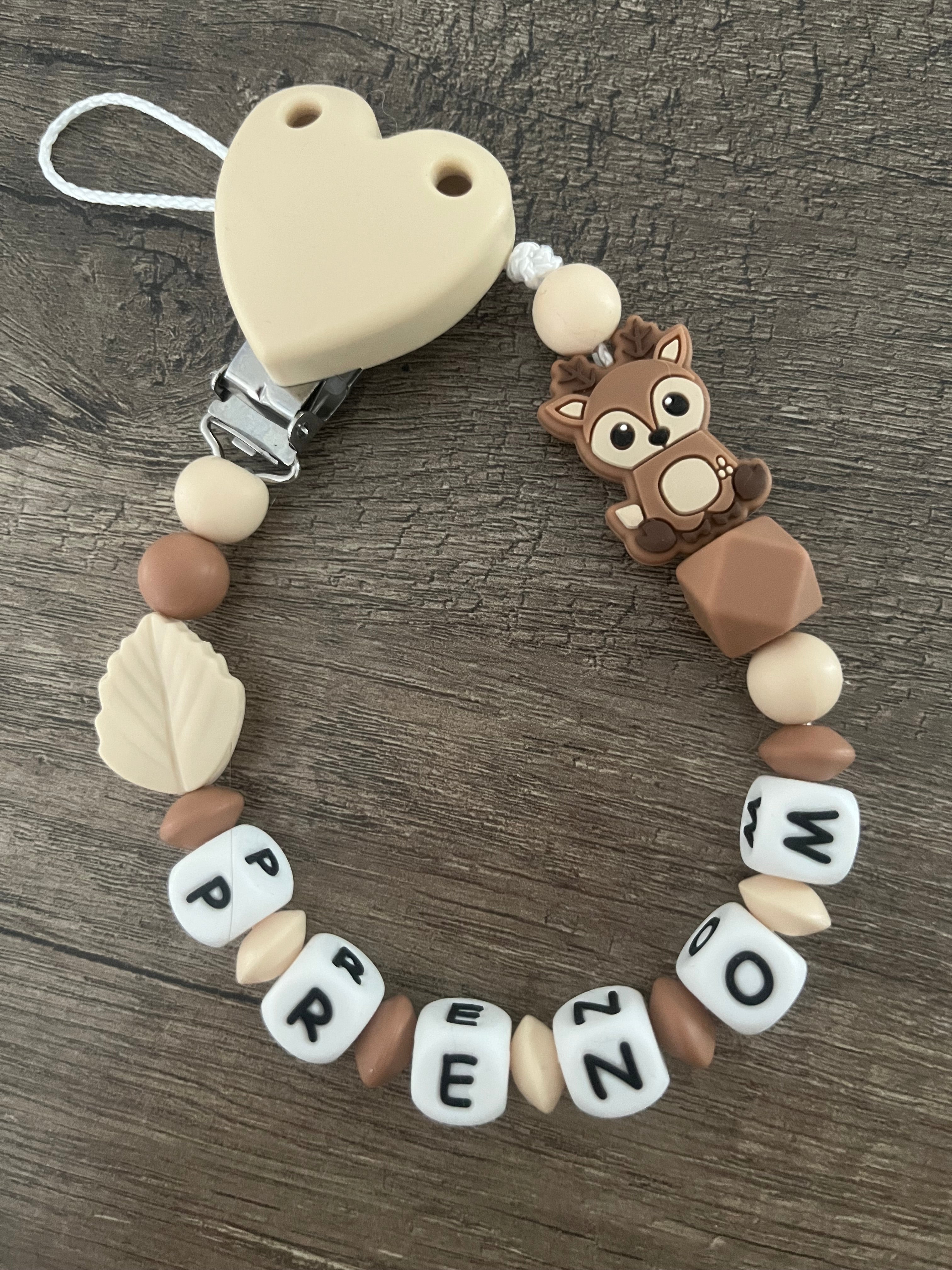 Attache tétine Biche Chevreuil Bohème personnalisée KidCreationArtisanat