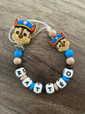 Attache tétine Pat Patrouille Chase personnalisée KidCreationArtisanat