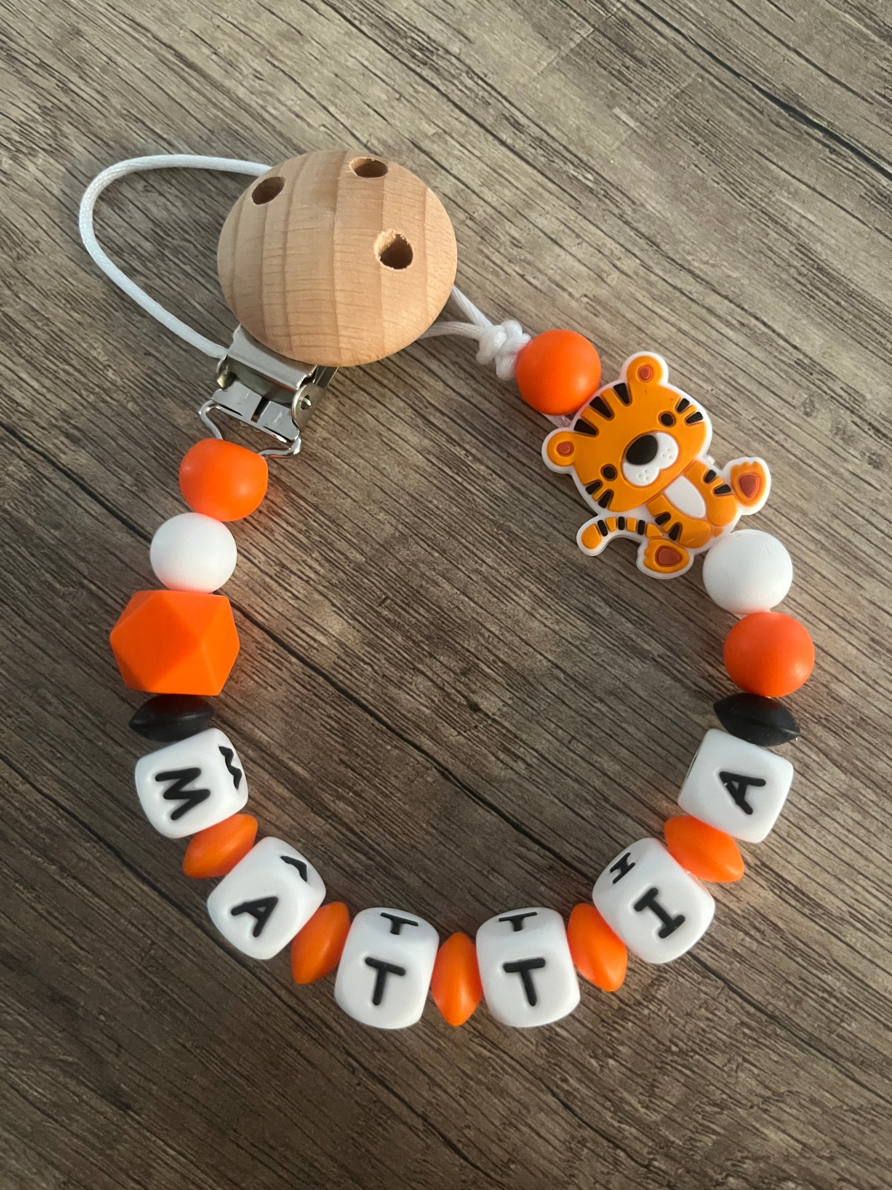 Attache tétine Tigre jungle personnalisée KidCreationArtisanat