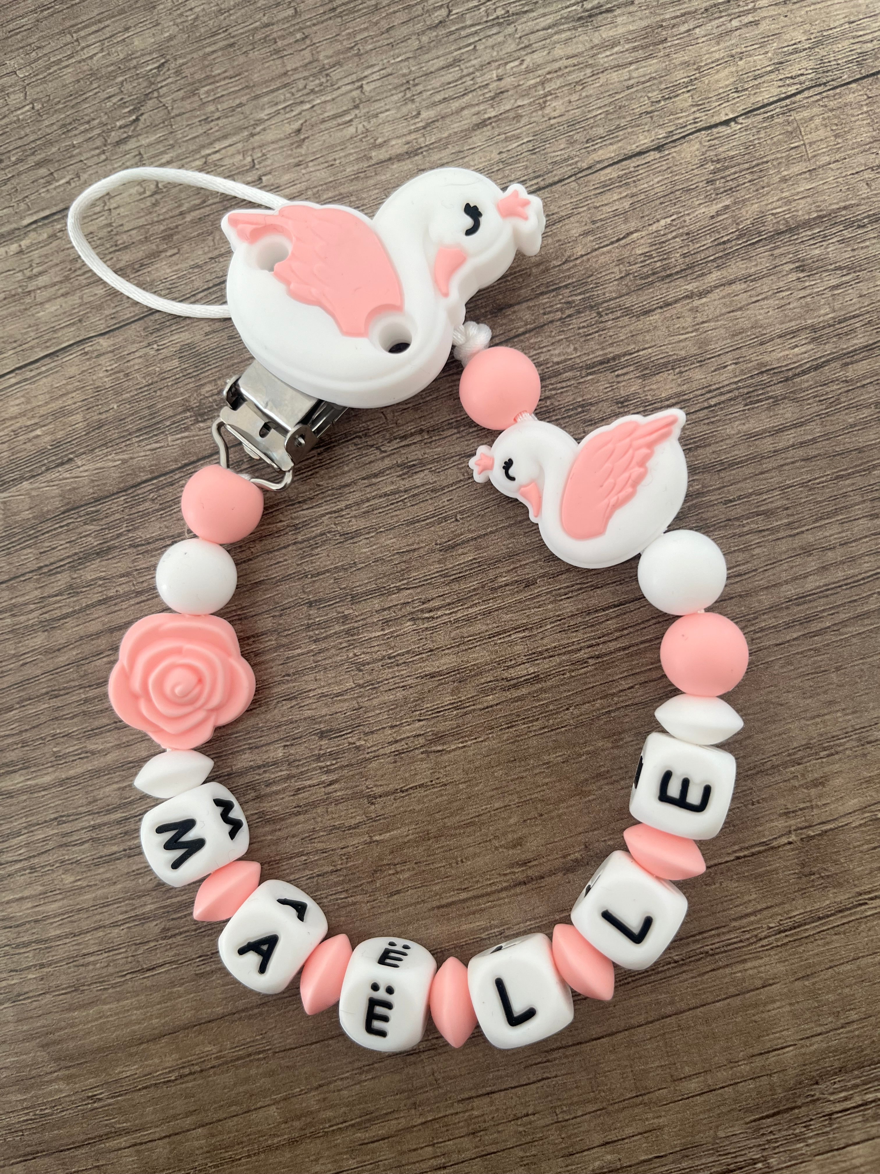 Attache tétine Cygne personnalisée