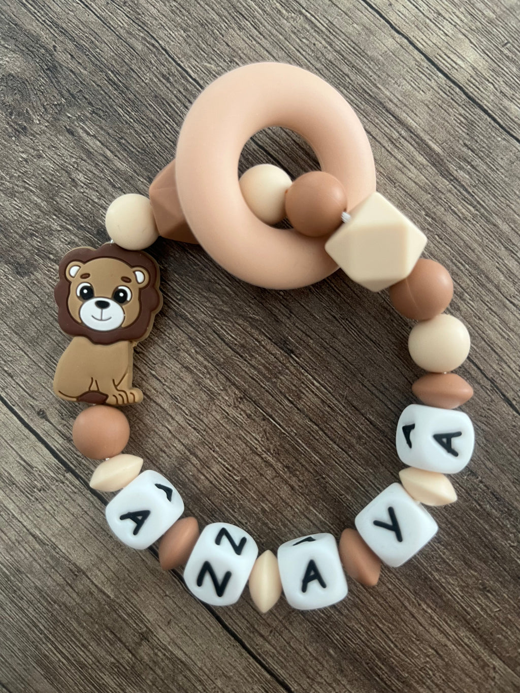 Anneau de dentition - Hochet personnalisé Lion savane