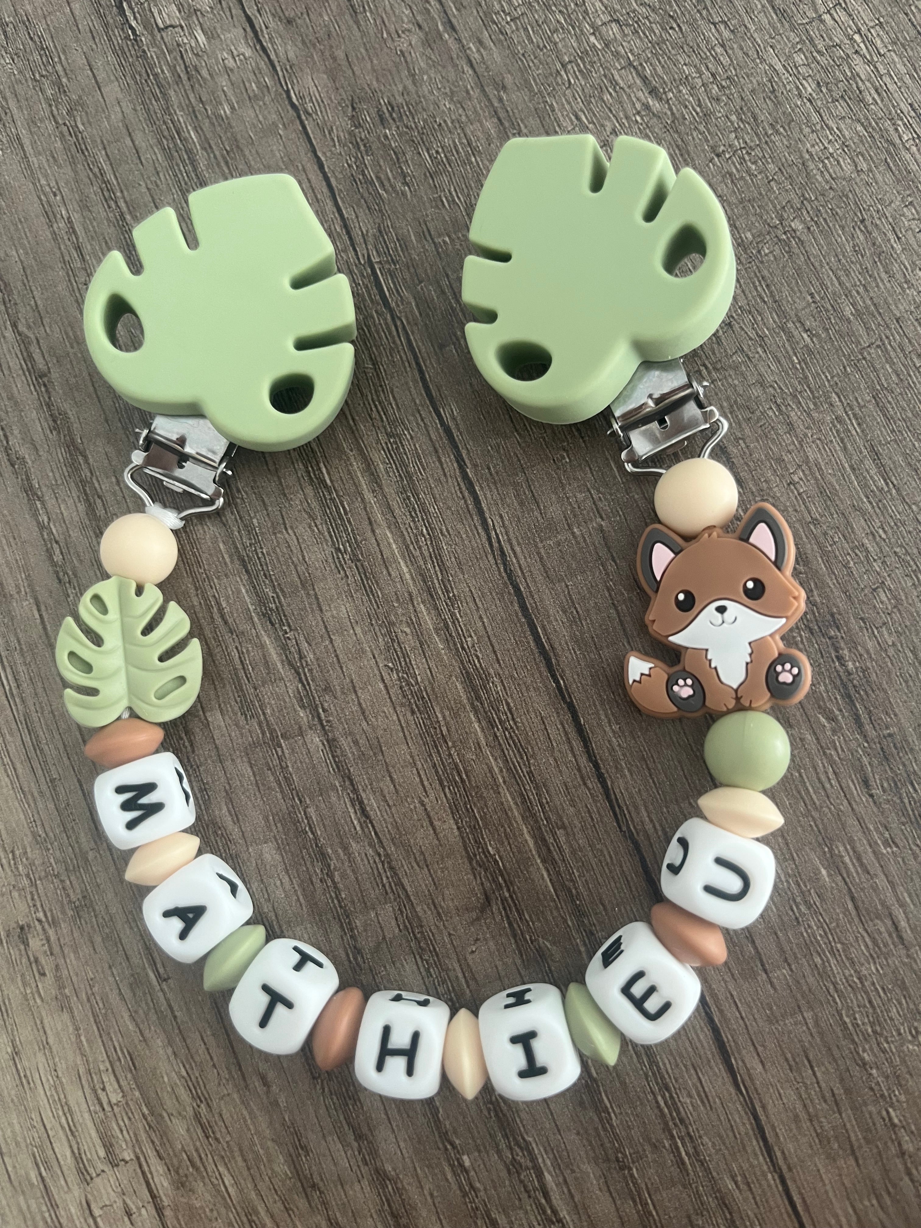 Attache doudou Renard forêt personnalisé