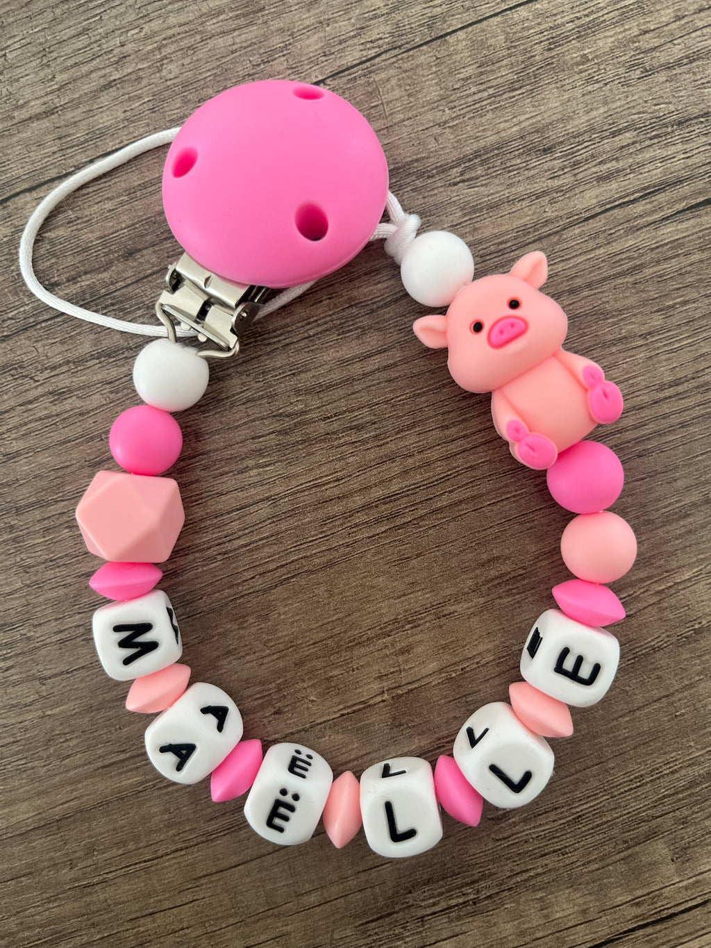 Attache tétine Cochon 3D personnalisée