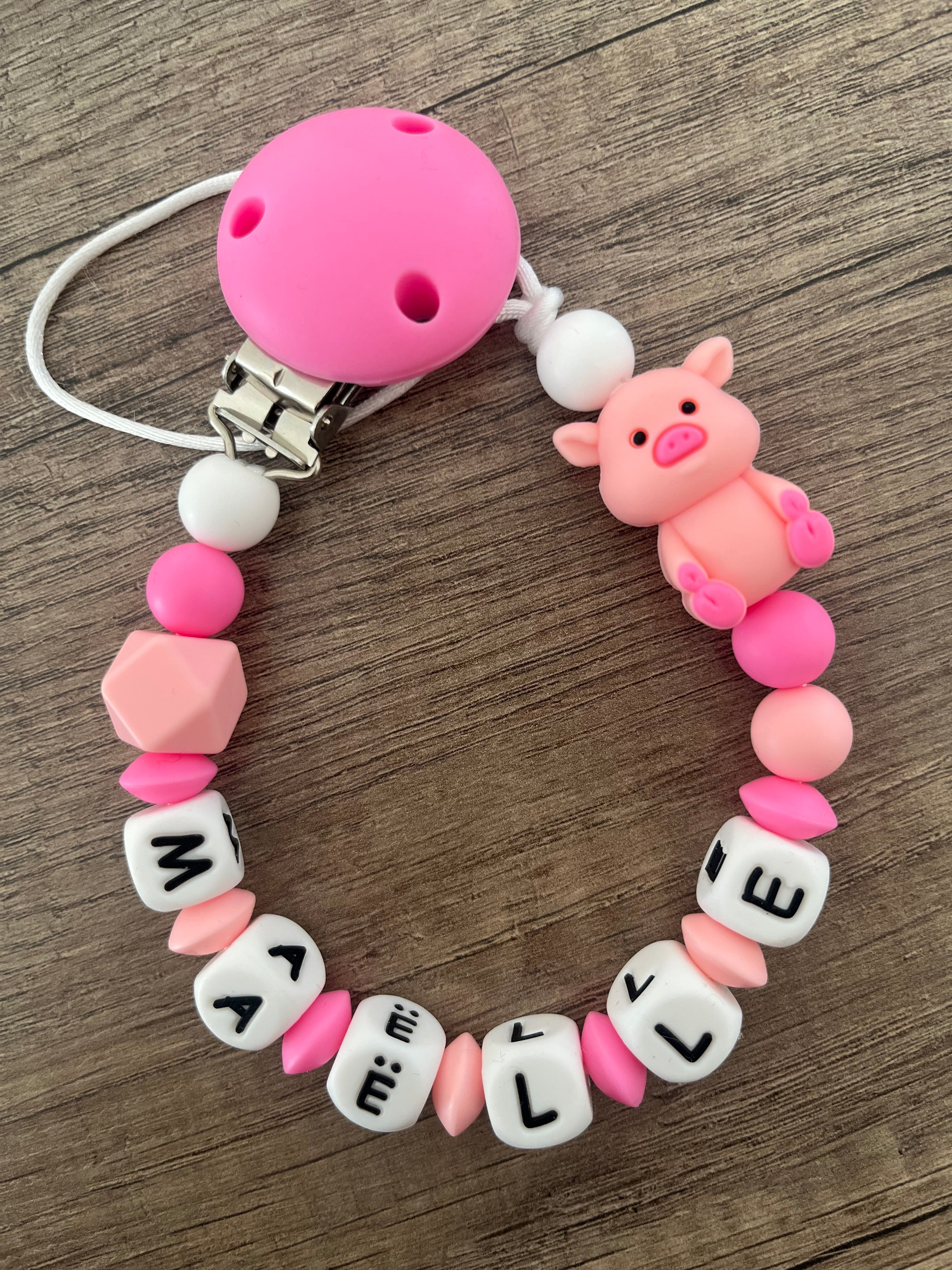 Attache tétine Cochon 3D personnalisée