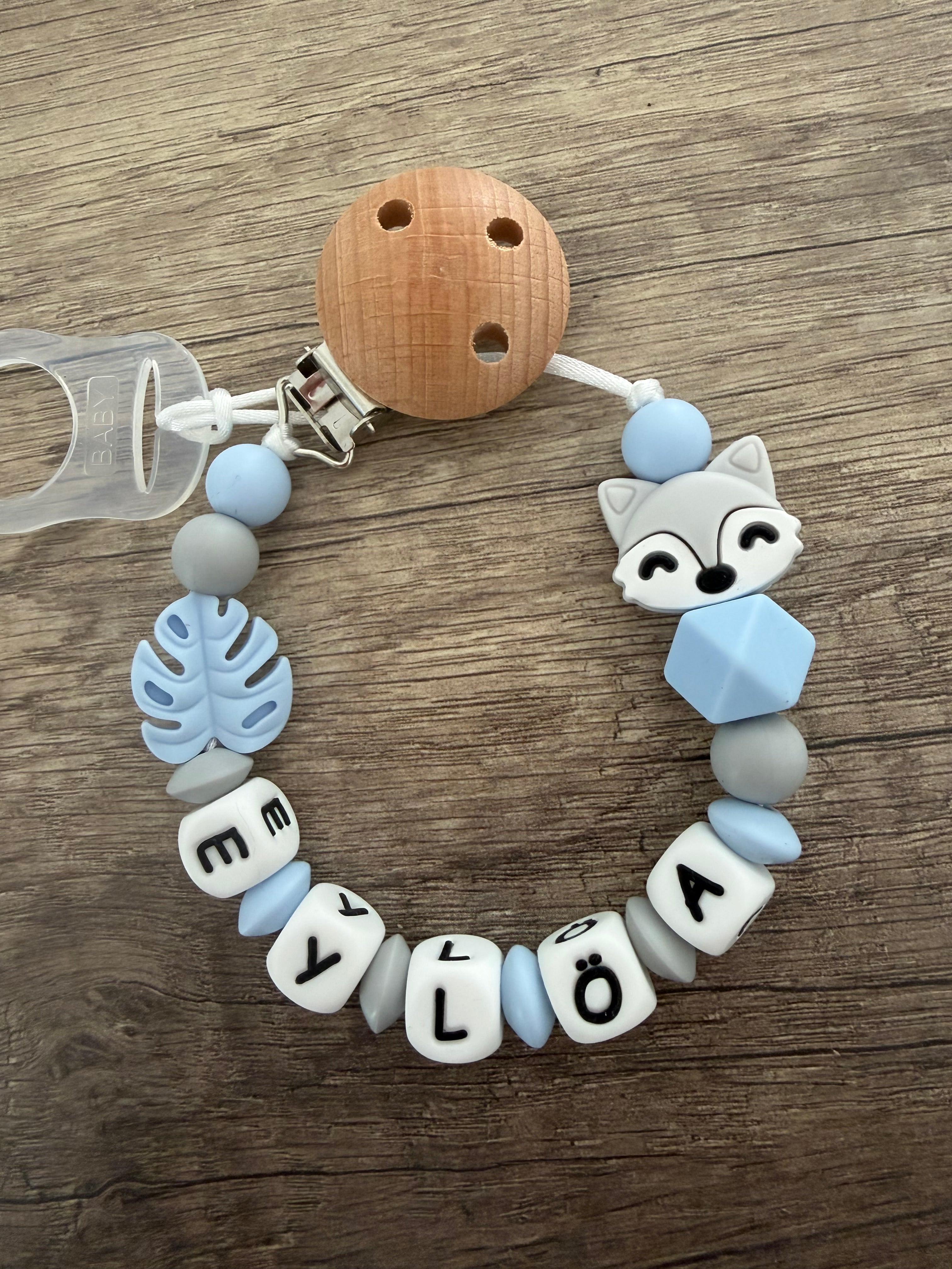 Attache tétine Loup personnalisée