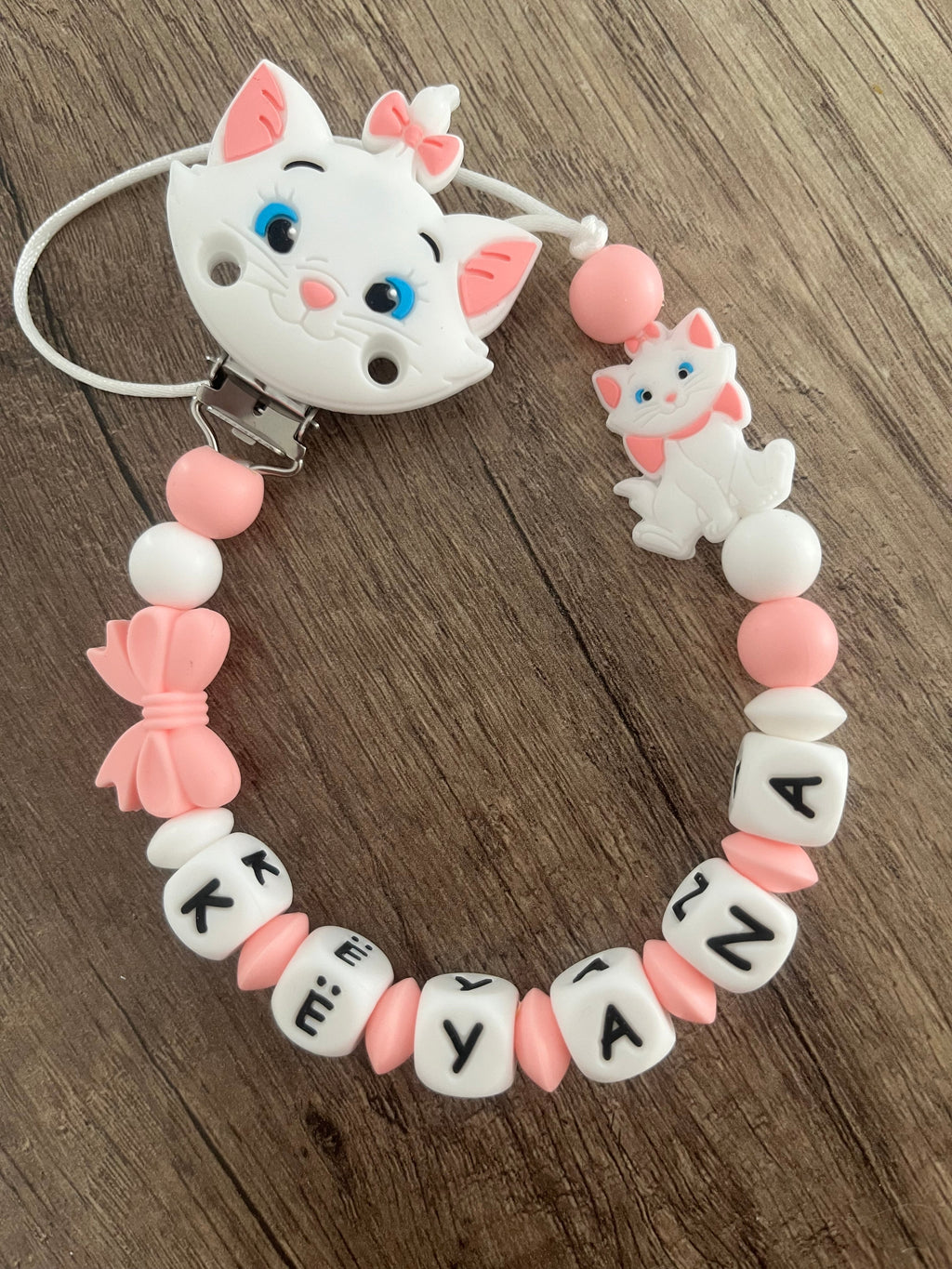 Attache tétine Disney Marie Aristochats personnalisée KidCreationArtisanat