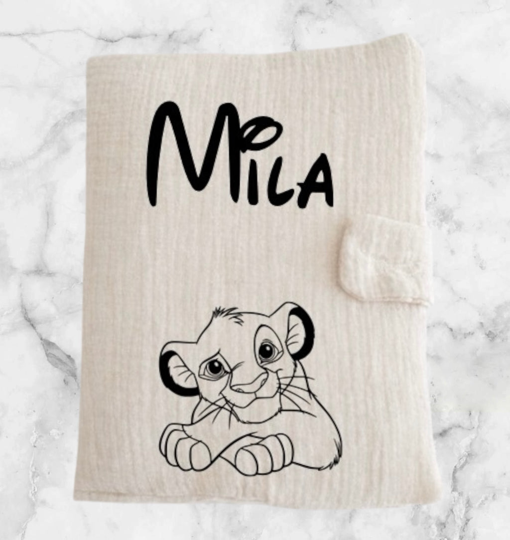 Protège carnet de santé bébé beige personnalisé avec motif