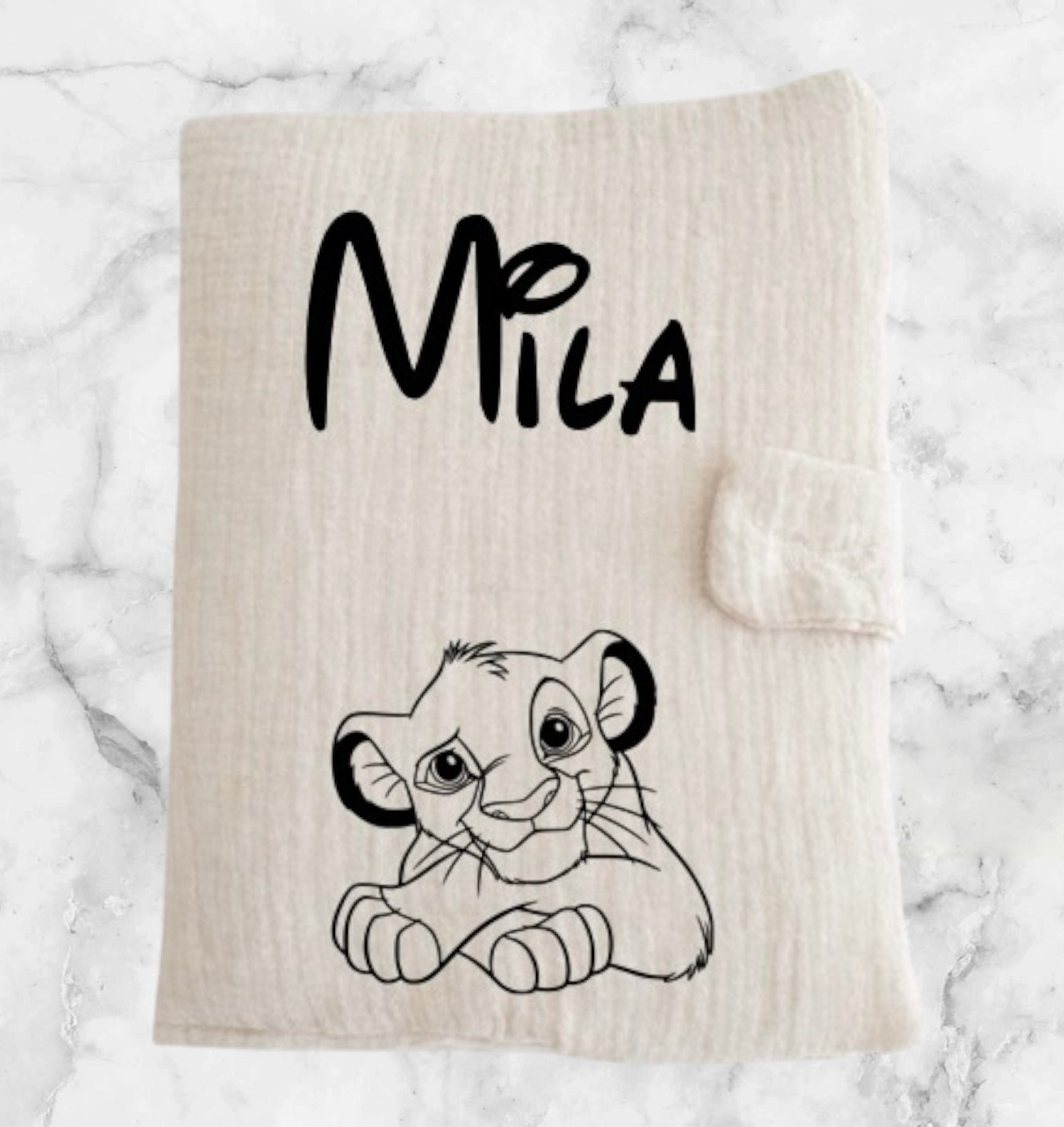 Protège carnet de santé bébé beige personnalisé avec motif