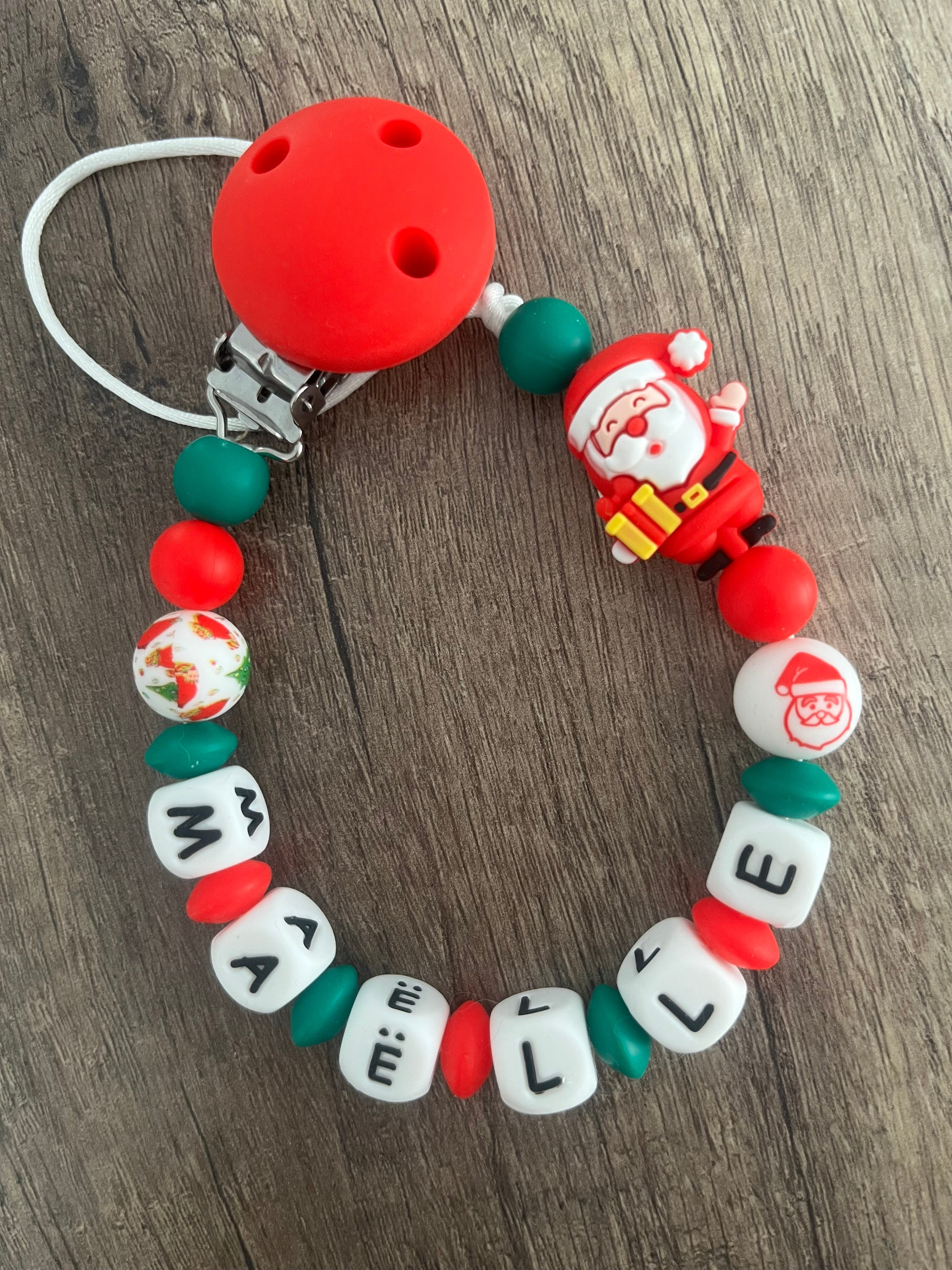 Attache tétine Père Noël personnalisée