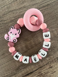 Anneau de dentition - Hochet personnalisé Renard rose