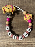 Attache tétine Pat Patrouille Stella personnalisée KidCreationArtisanat