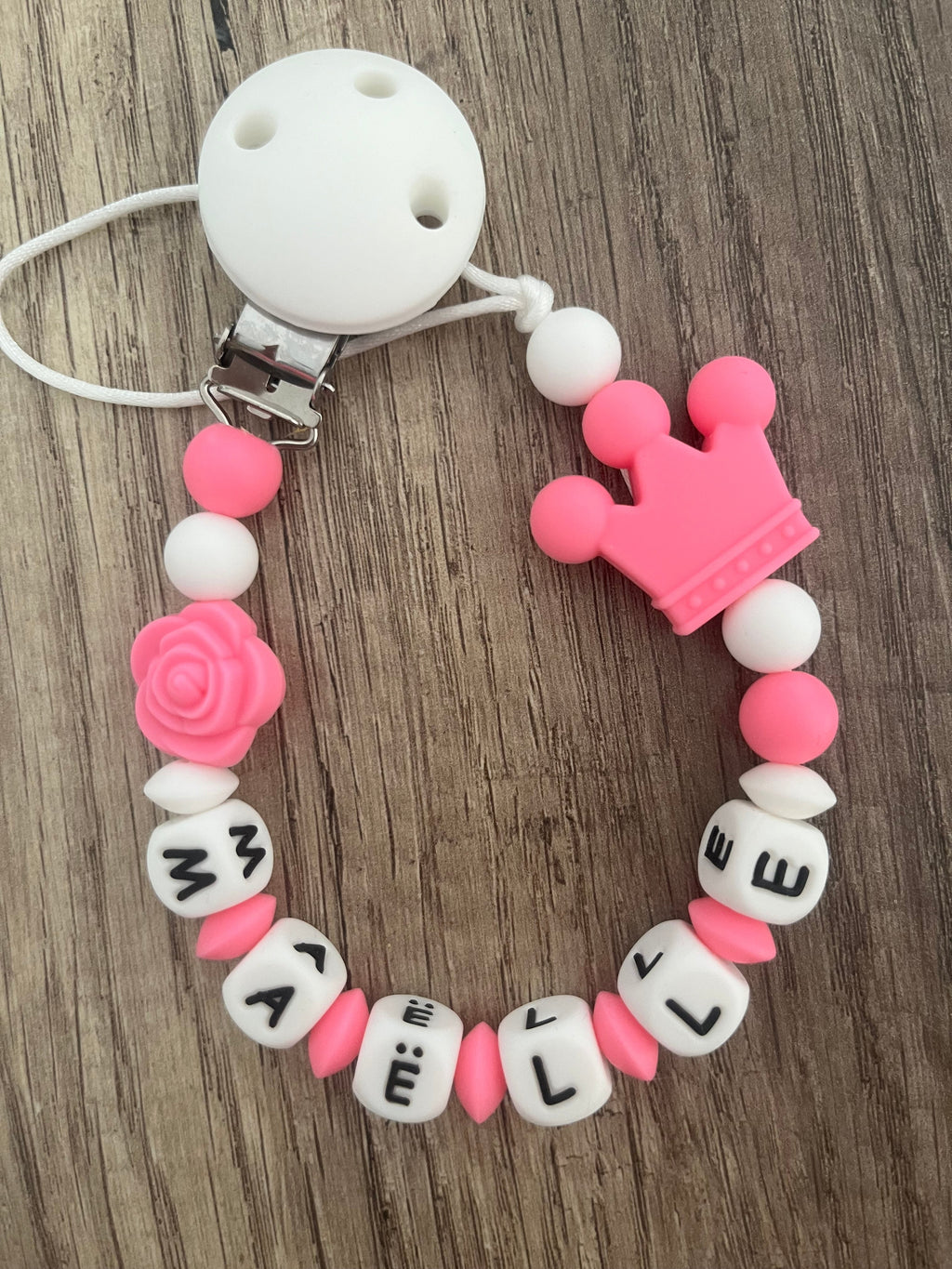 Attache tétine Couronne princesse personnalisée KidCreationArtisanat