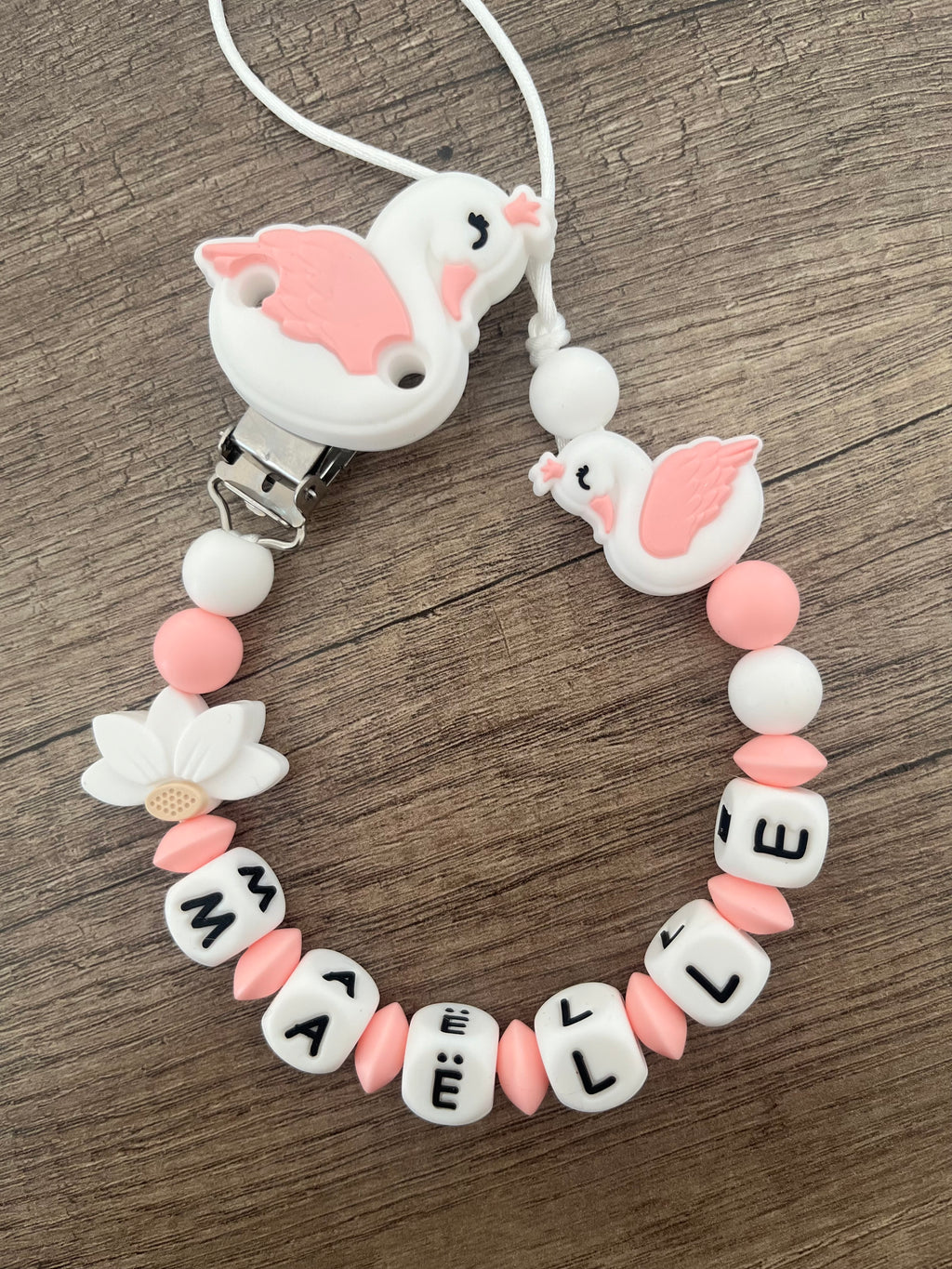 Attache tétine Cygne personnalisée