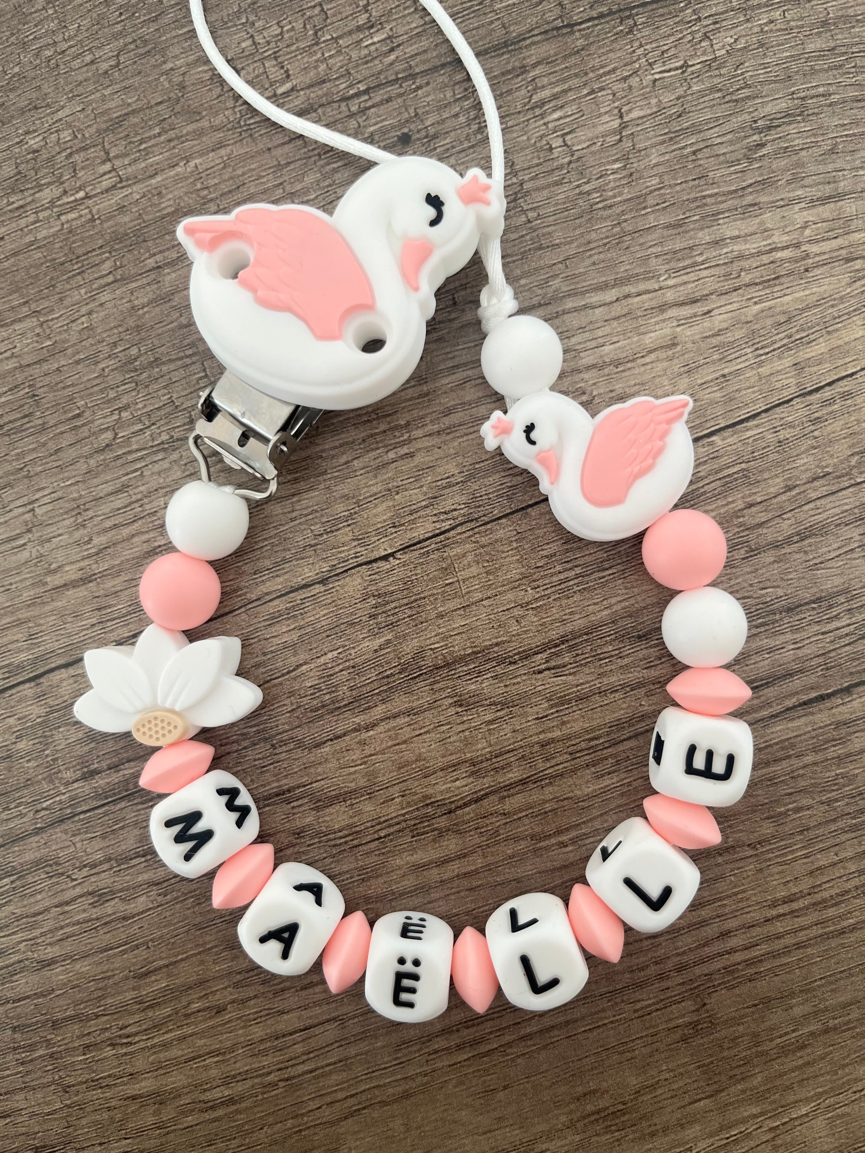 Attache tétine Cygne personnalisée