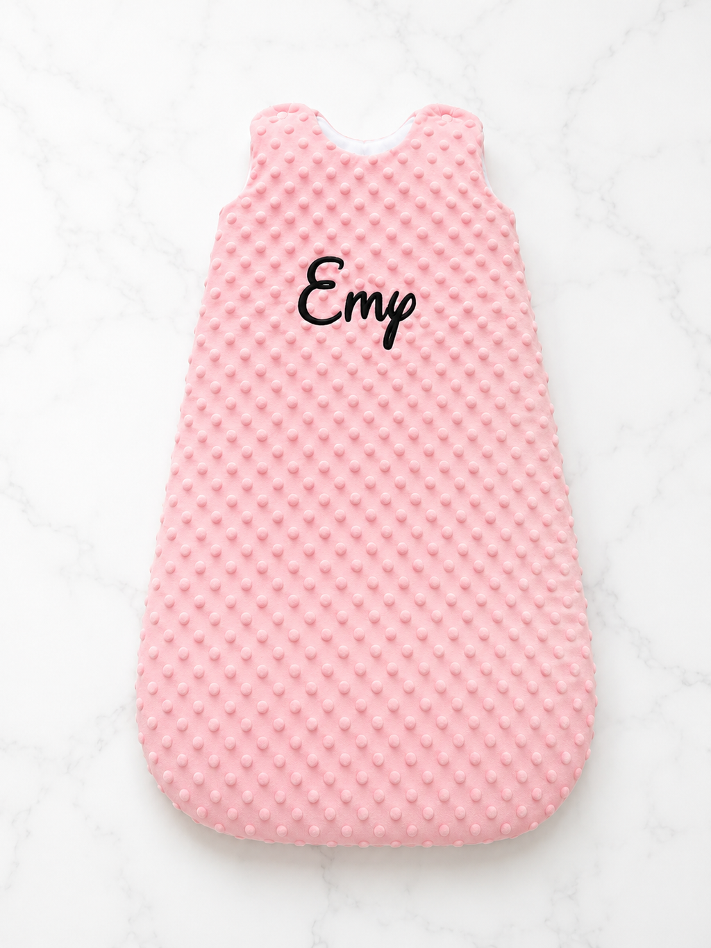 Gigoteuse minky bébé rose personnalisée