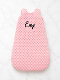 Gigoteuse minky bébé rose personnalisée