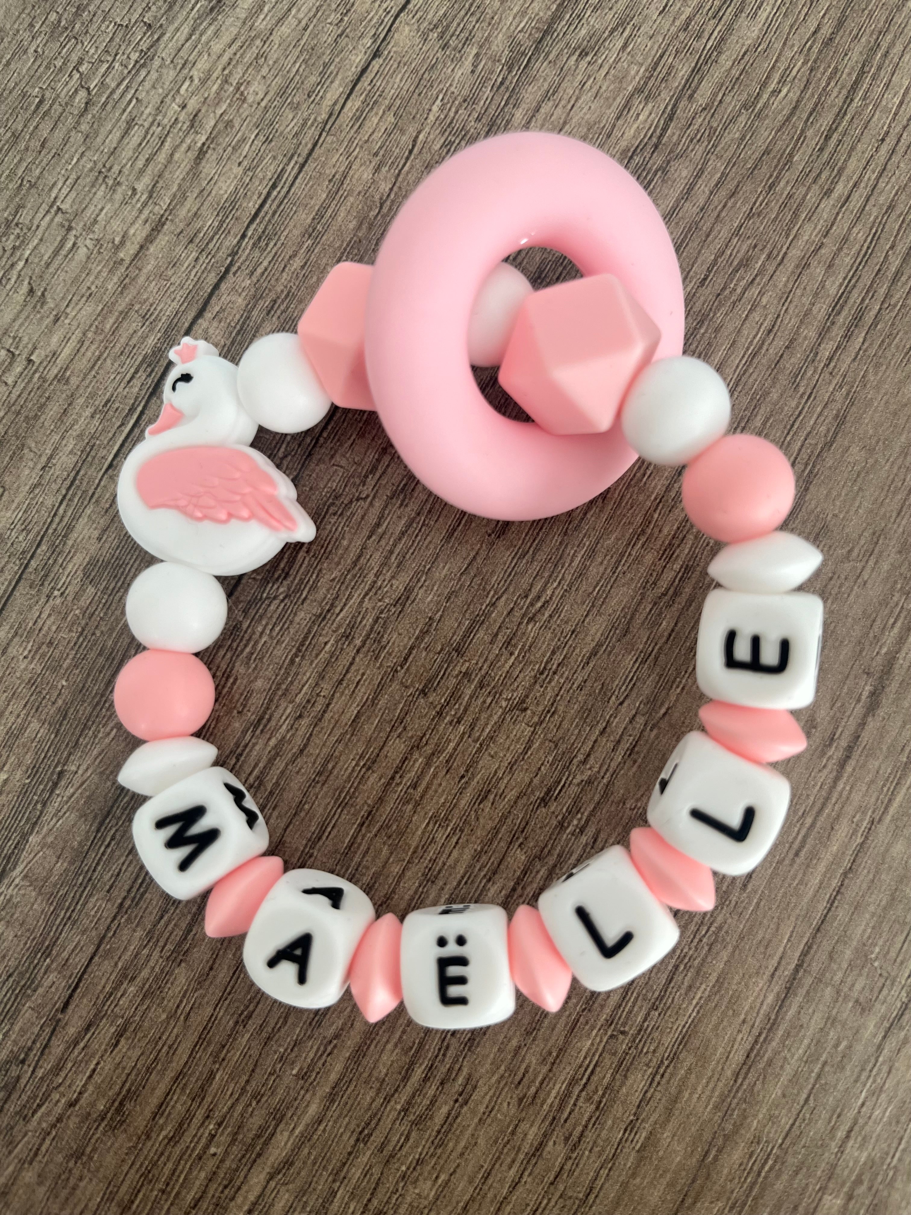 Anneau de dentition - Hochet personnalisé Cygne