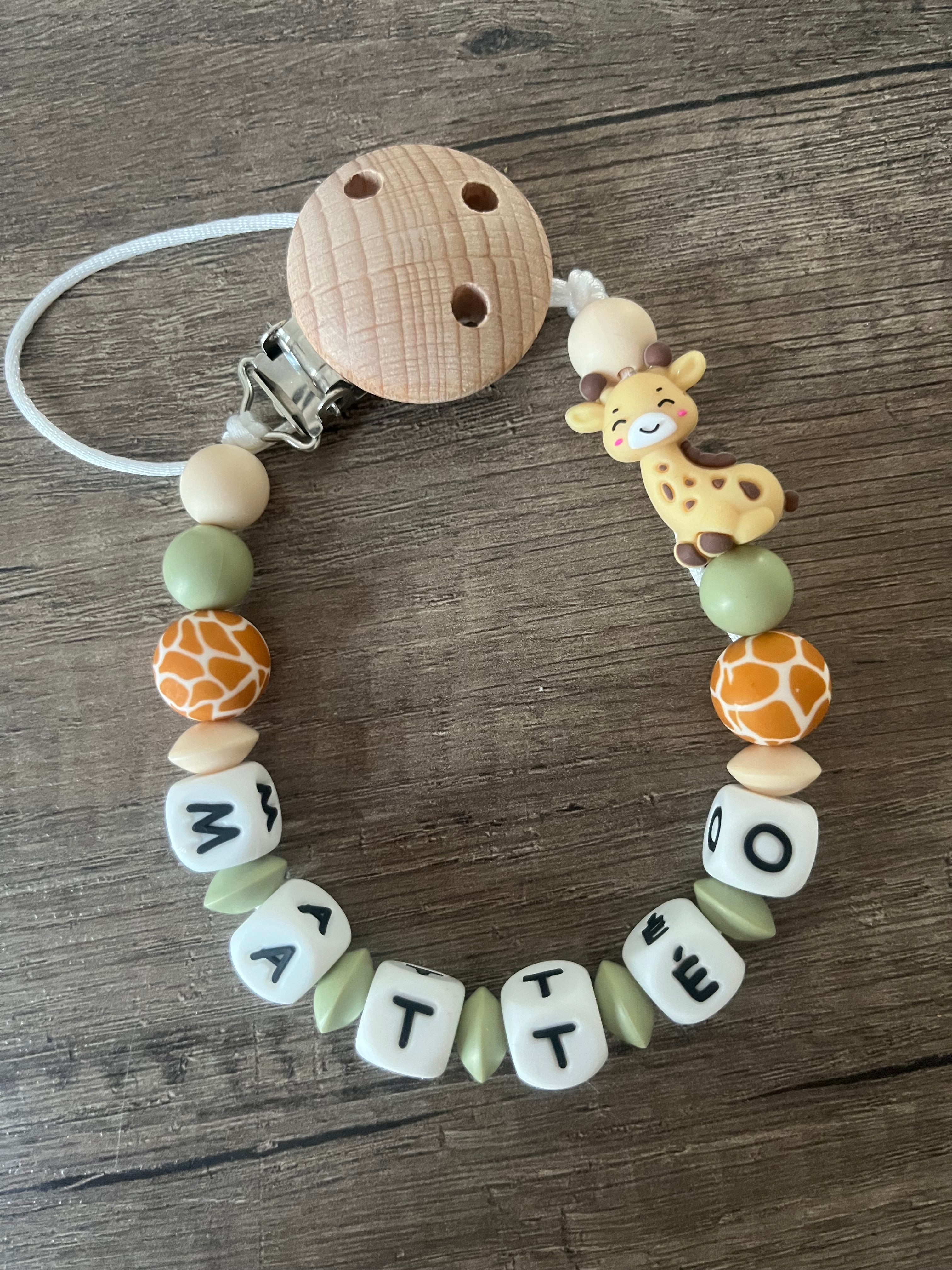Attache tétine Girafe 3D personnalisée KidCreationArtisanat