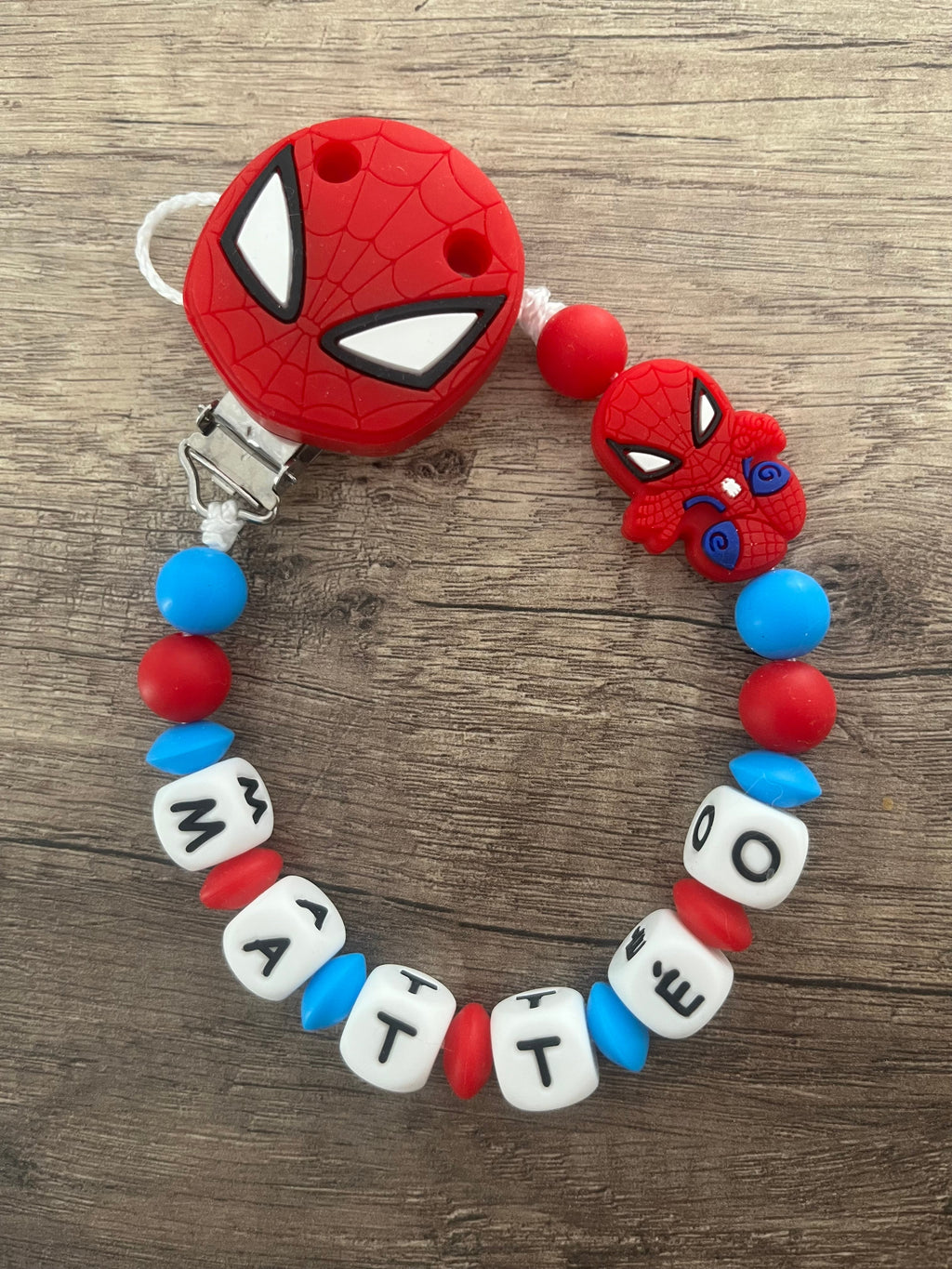 Attache tétine Marvel Spiderman personnalisée KidCreationArtisanat