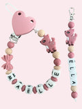 Coffret DUO cadeaux Biche rose - Attache tétine et Porte-clés à personnaliser KidCreationArtisanat