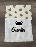 Couverture naissance minky bébé Ourson personnalisée avec logo