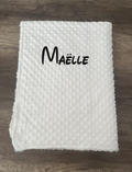 Couverture naissance minky bébé blanc personnalisée