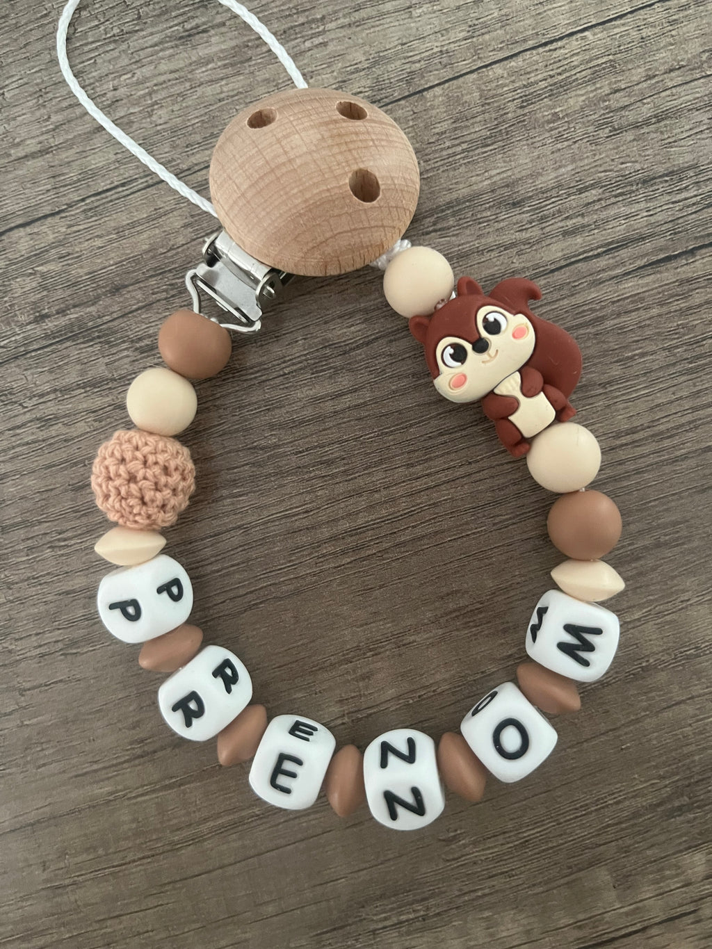 Attache tétine Ecureuil 3D personnalisée