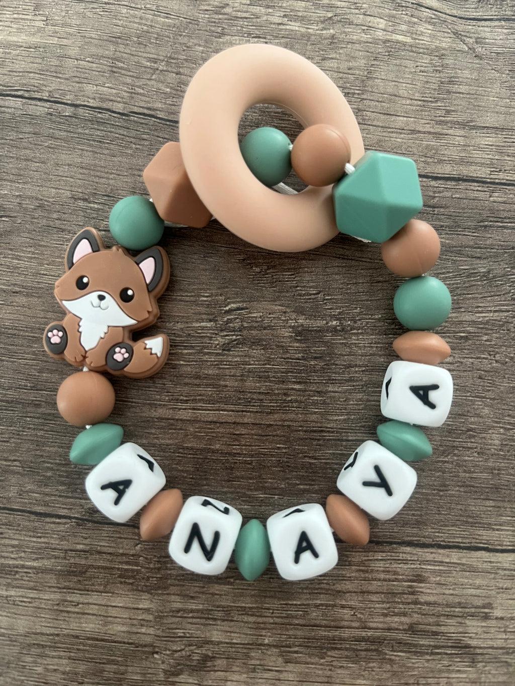 Anneau de dentition - Hochet personnalisé Renard nature forêt KidCreationArtisanat