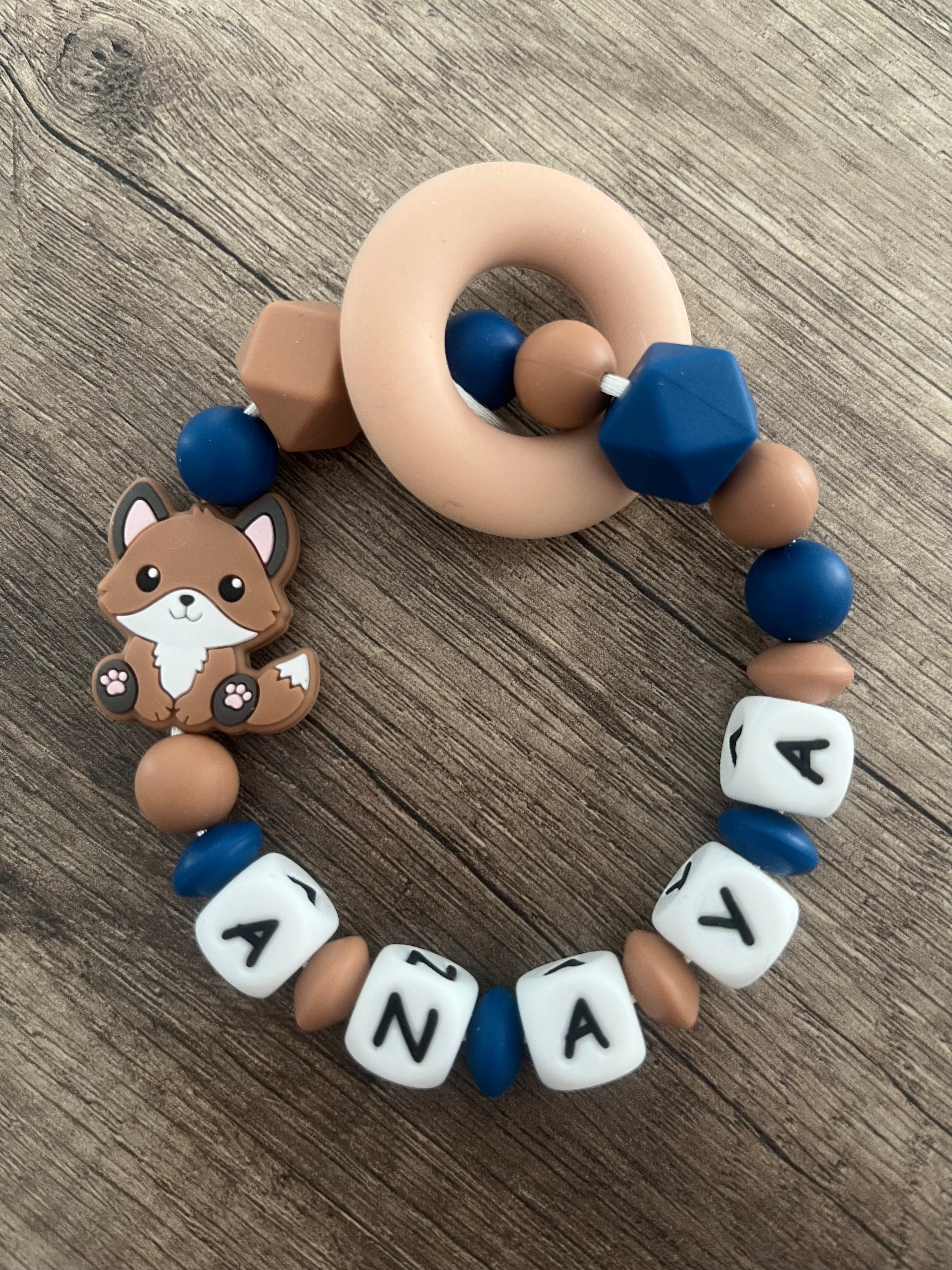 Anneau de dentition - Hochet personnalisé Renard nature forêt KidCreationArtisanat