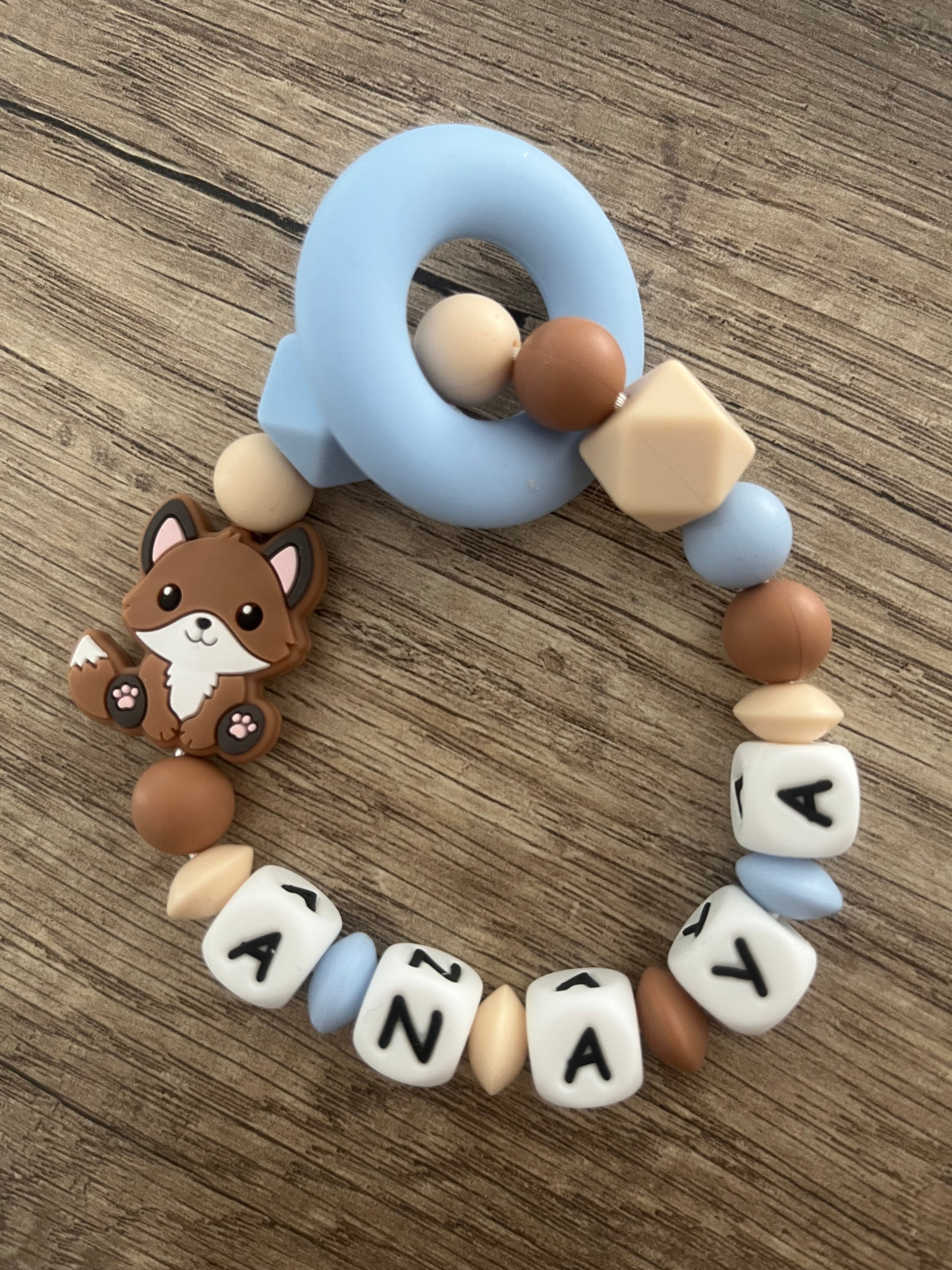 Anneau de dentition - Hochet personnalisé Renard nature forêt KidCreationArtisanat