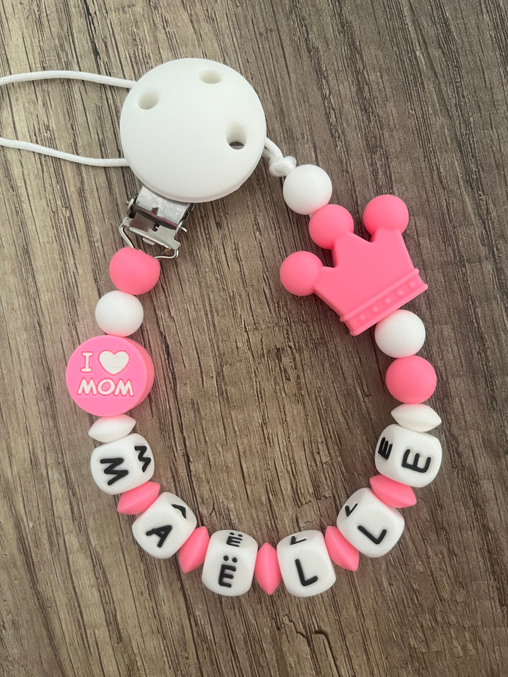 Attache tétine Couronne princesse personnalisée KidCreationArtisanat